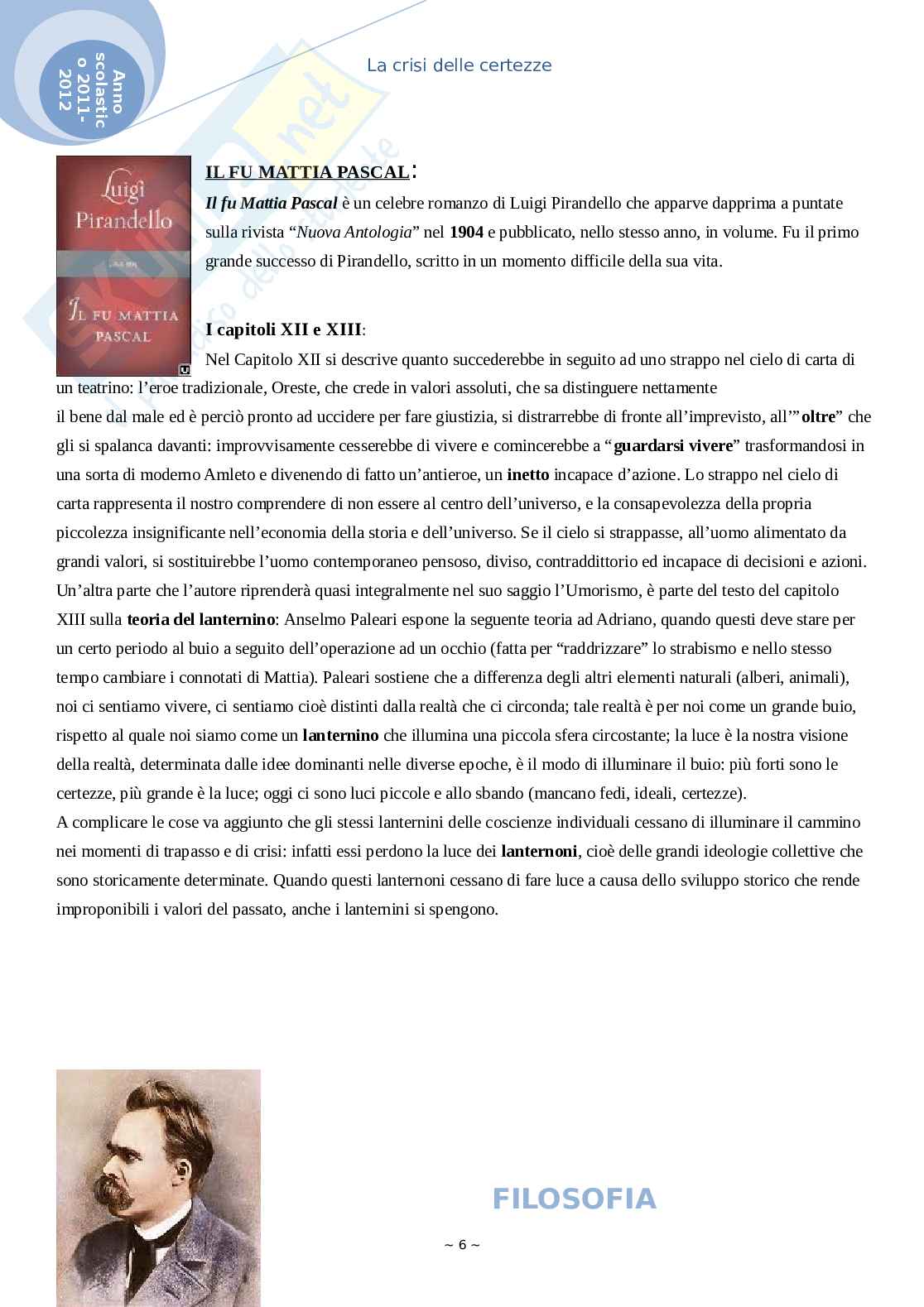 Crisi delle certezze - Tesina per Liceo scientifico Pag. 6