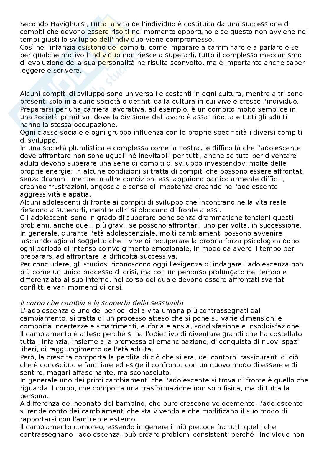 Riassunto esame Psicologia dello sviluppo, Prof. Tomasello Letteria, libro consigliato Gli adolescenti , Augusto Palmonari Pag. 2