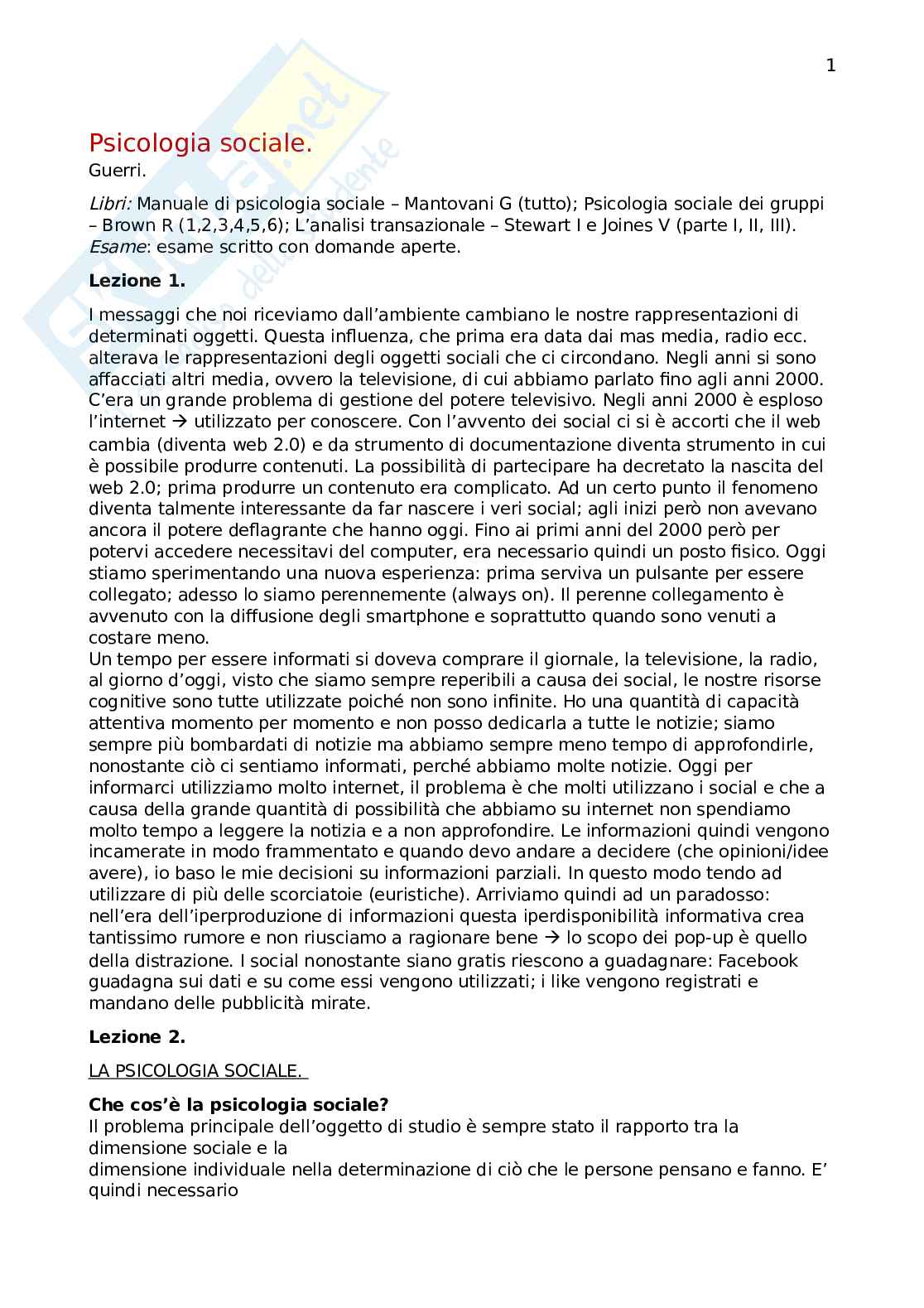 Psicologia sociale Pag. 1