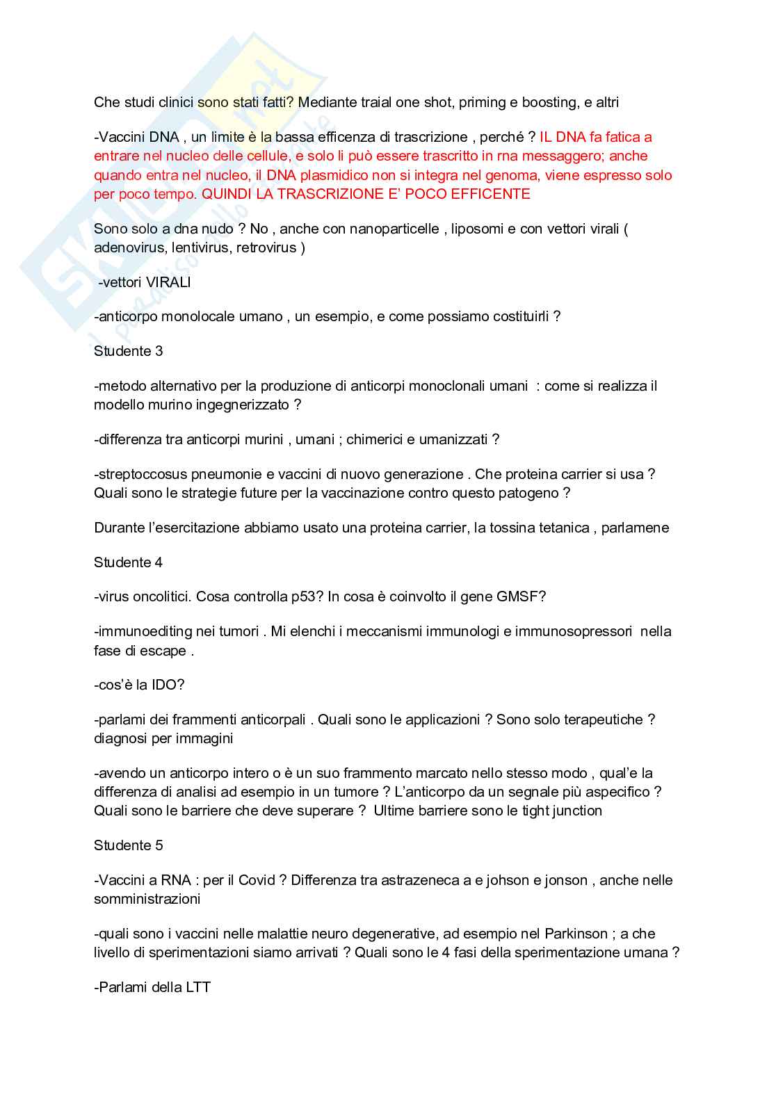 Risposte aperte di immunologia Pag. 6