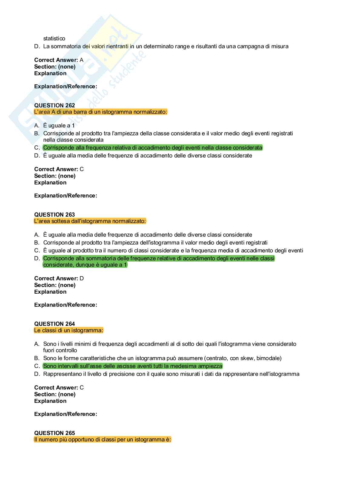 Paniere domande Elaborazione dei segnali e delle informazioni di misura Pag. 71