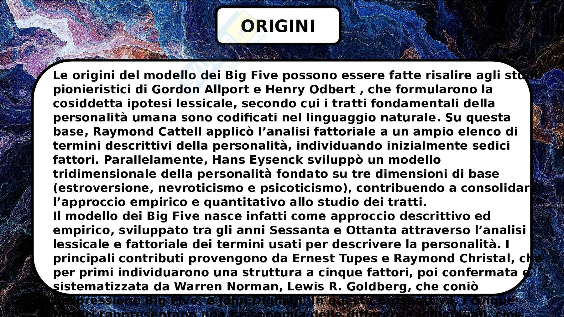 Modello dei Big Five nella psicologia della personalità Pag. 6