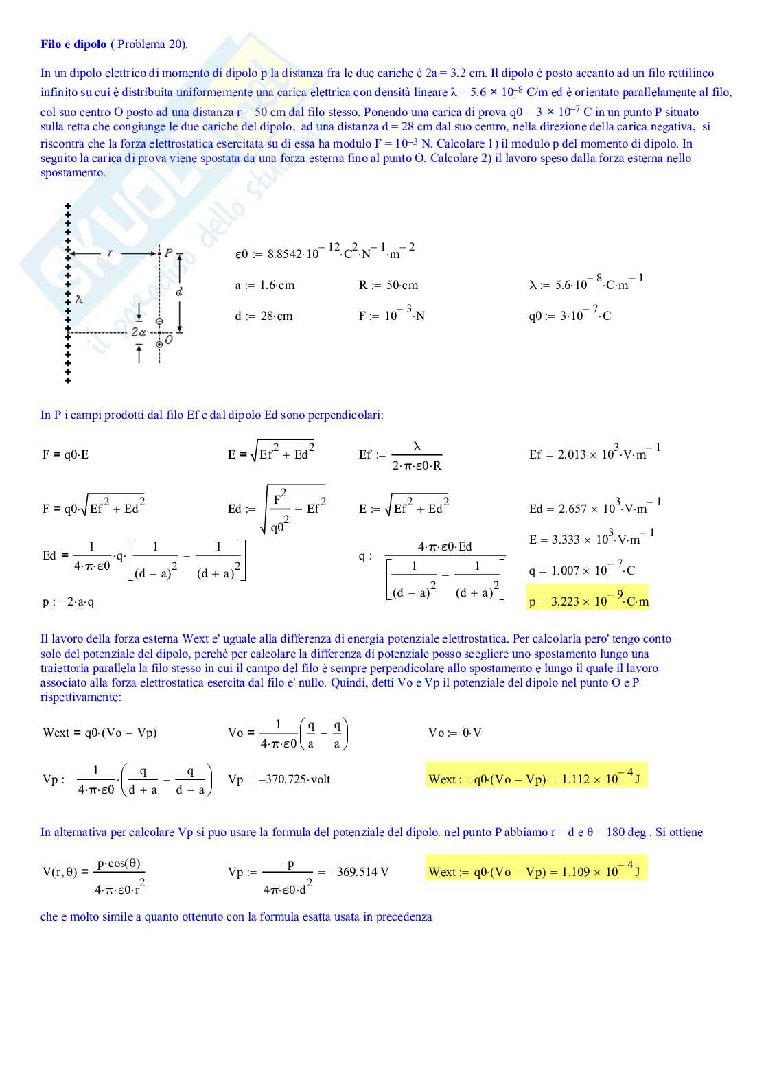 Esercizi di Fisica 2 sull'elettromagnetismo  Pag. 1