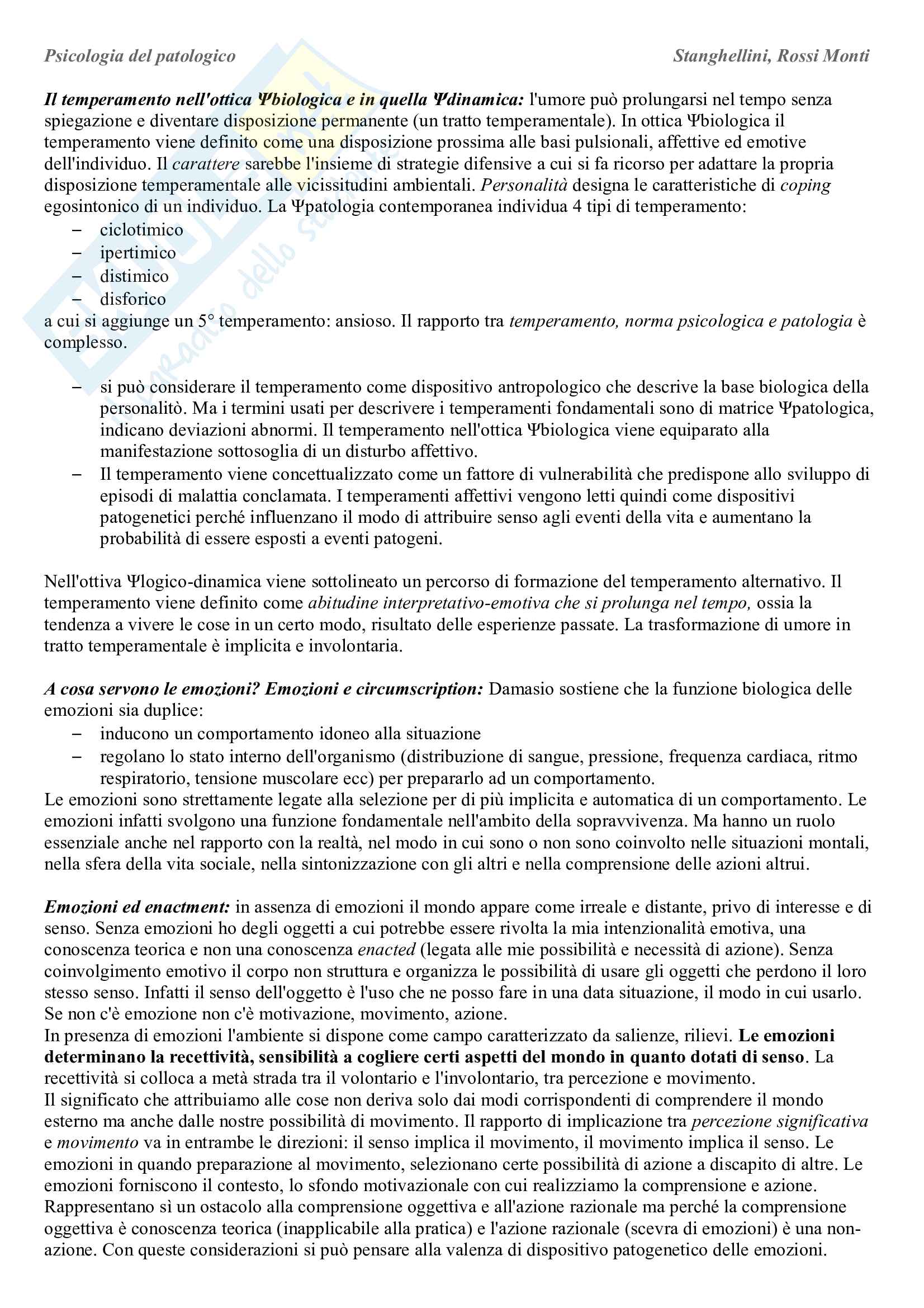 Riassunto esame Psicodiagnostica Clinica, prof. Armezzani, libro consigliato Psicologia del Patologico, Stanghellini, Rossi, Monti Pag. 26