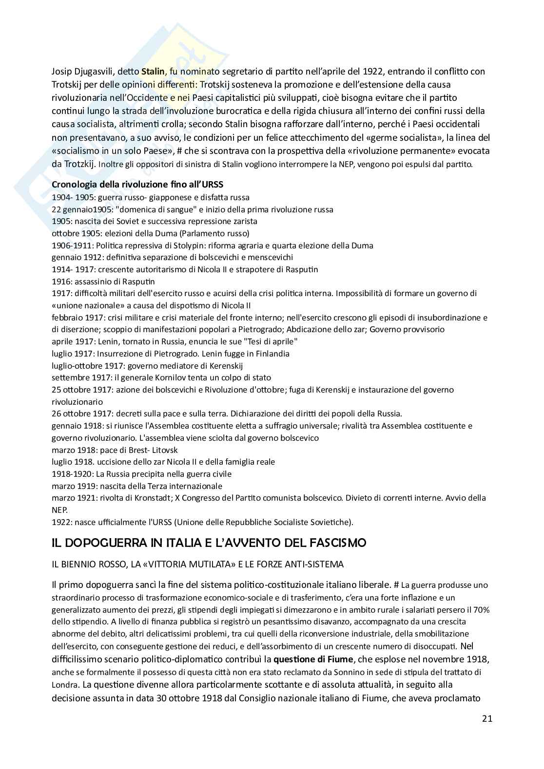 Storia contemporanea, 2023 - Appunti discorsivi Pag. 21