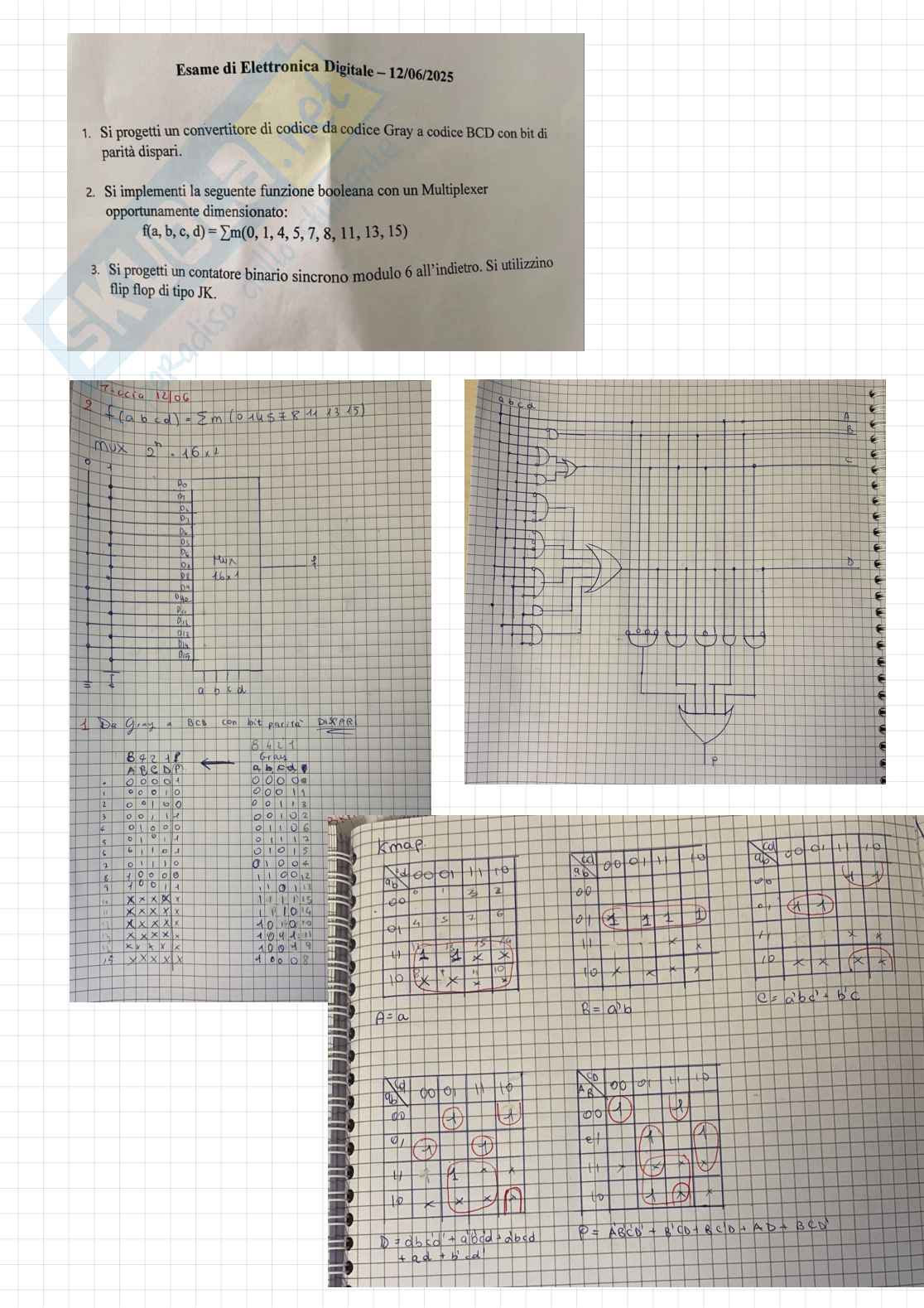 Esercizi svolti fondamenti di Elettronica digitale,  3 Pag. 1
