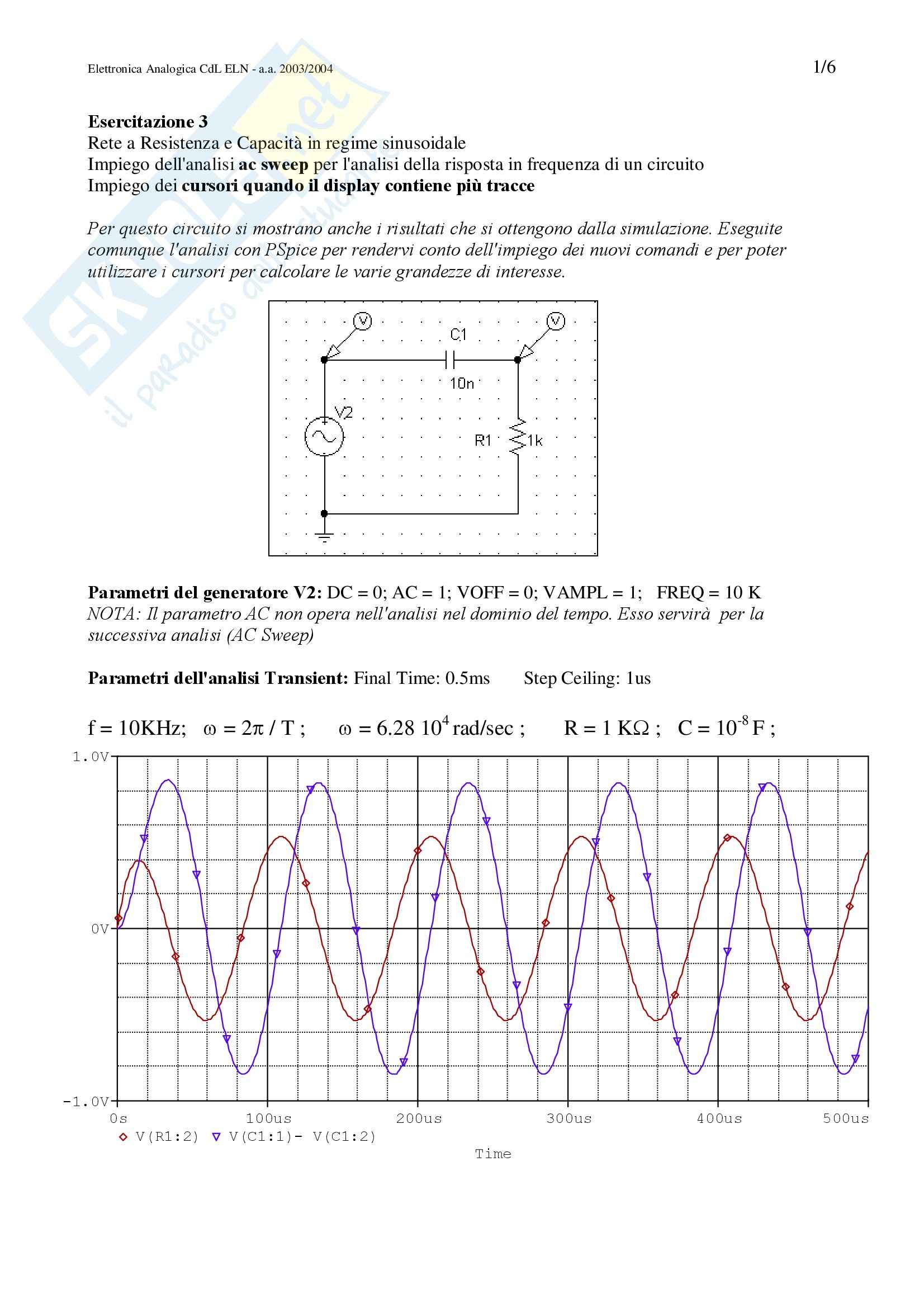 Elettronica analogica - Esercizi Pag. 1