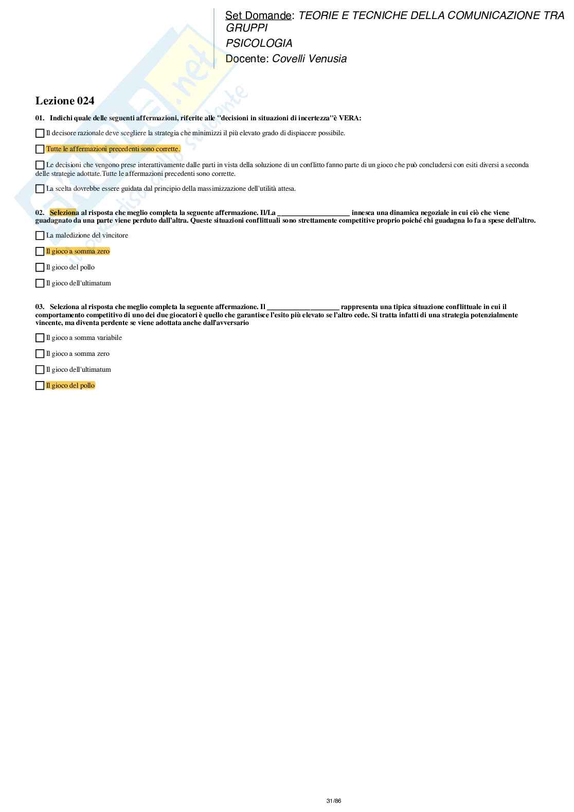 Paniere nuovo di Teorie e tecniche della comunicazione tra gruppi  Pag. 31