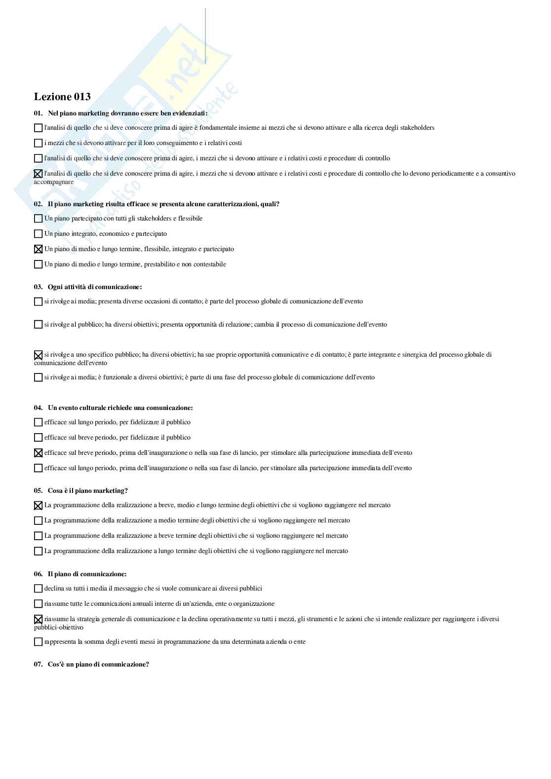 Paniere Organizzazione di eventi e ufficio stampa - Risposte multiple   Pag. 16