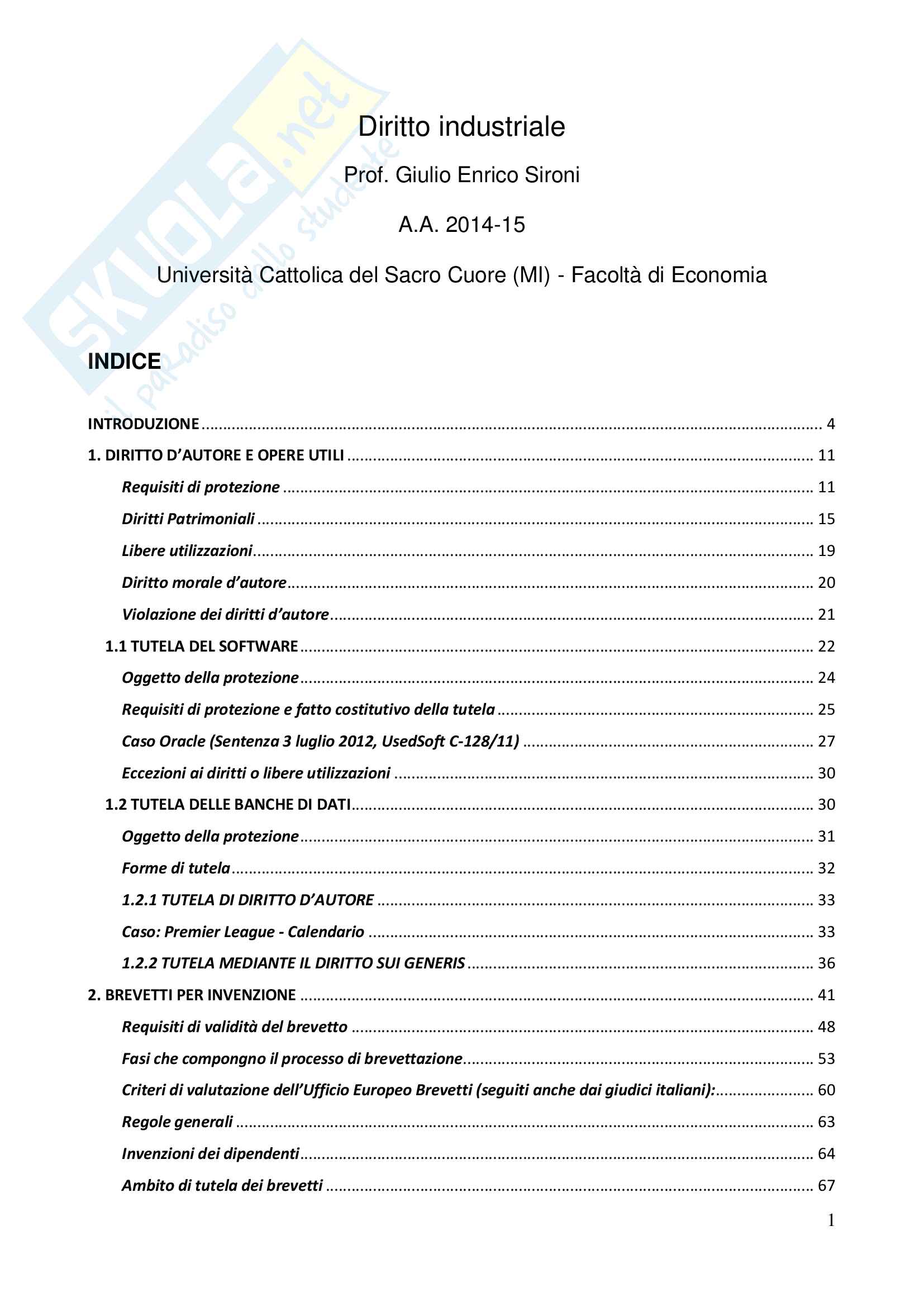 Appunti Diritto Industriale Pag. 1