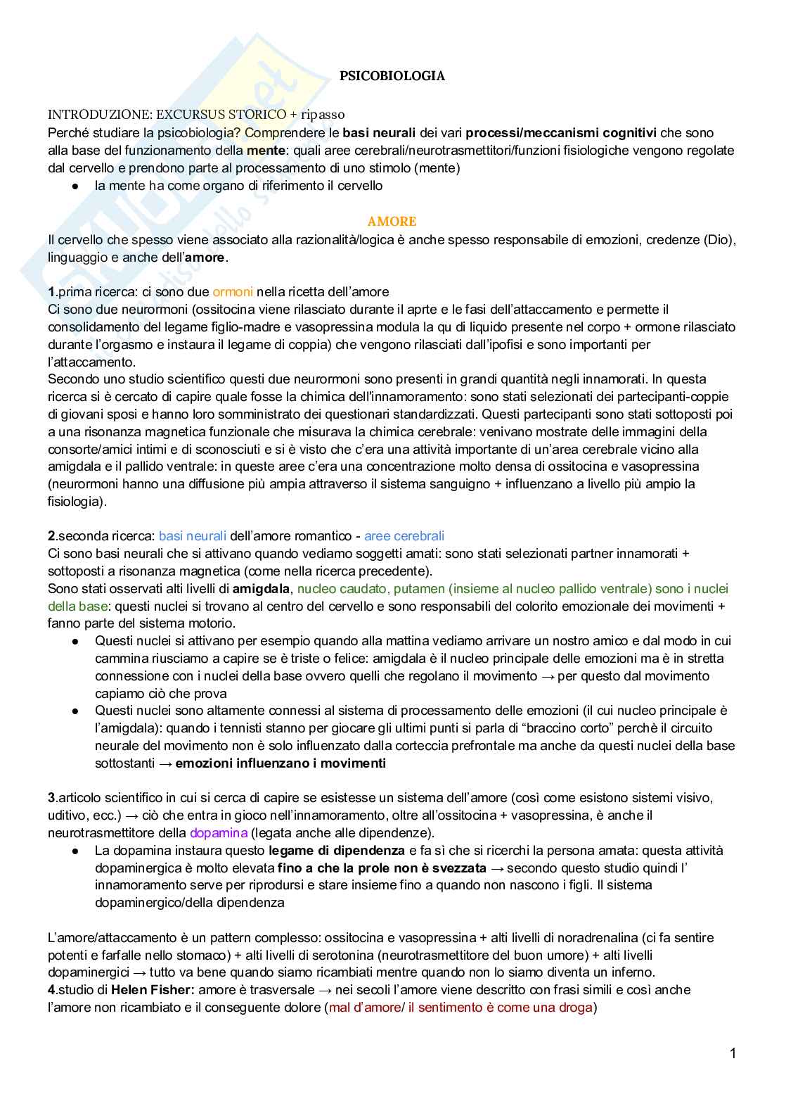 Psicobiologia  Pag. 1