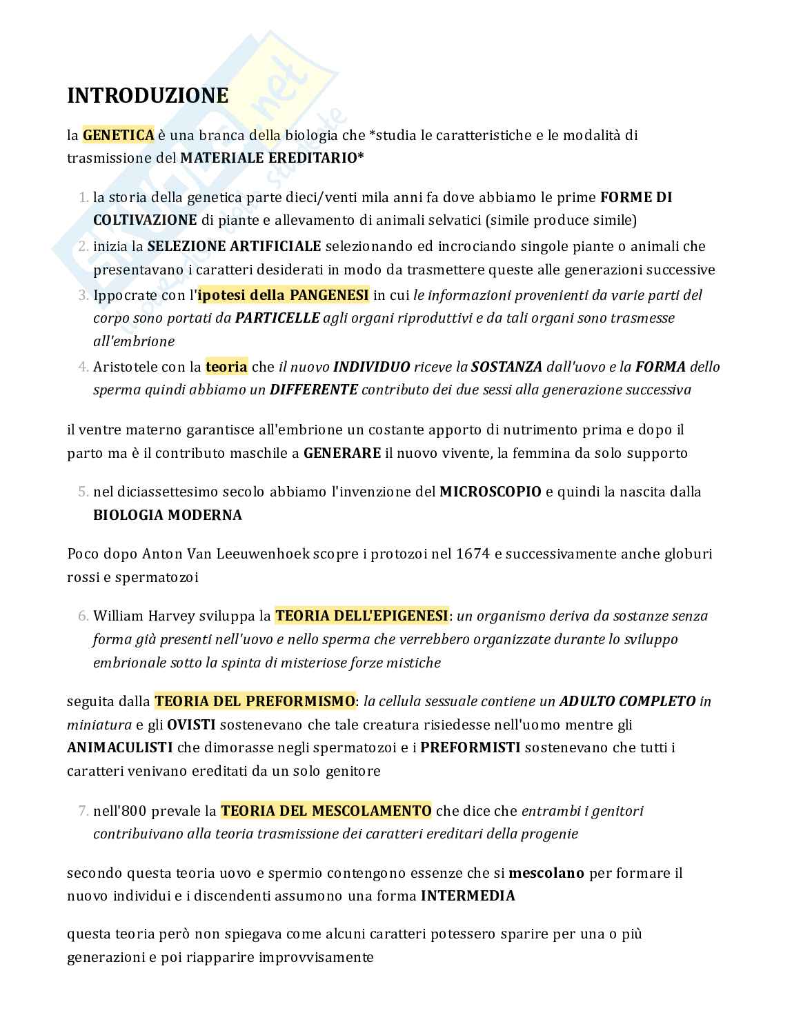 Testo di Genetica completo per esame Pag. 1