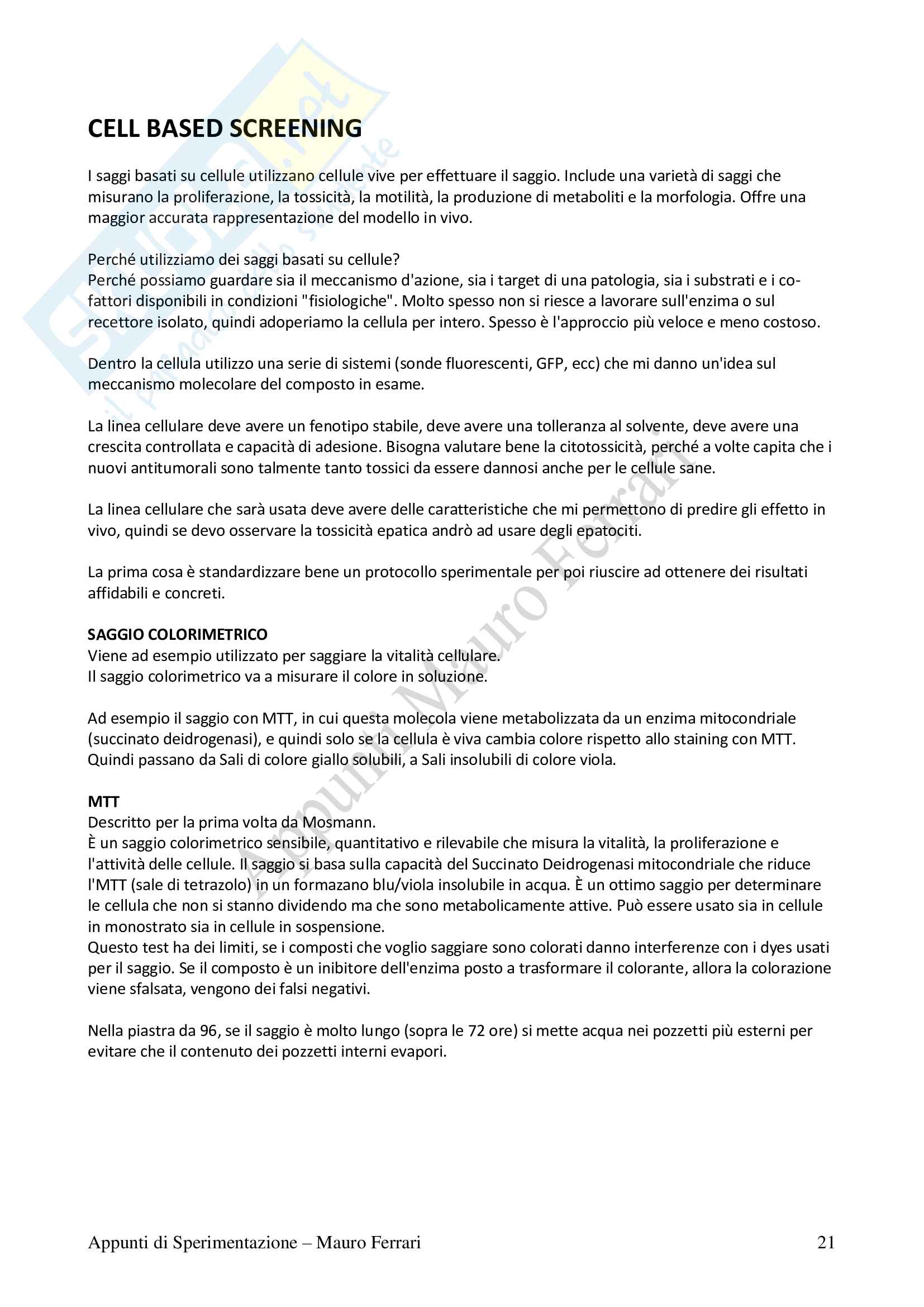 Appunti di Sperimentazione Clinica e Preclinica di Farmaci - Montopoli Pag. 21