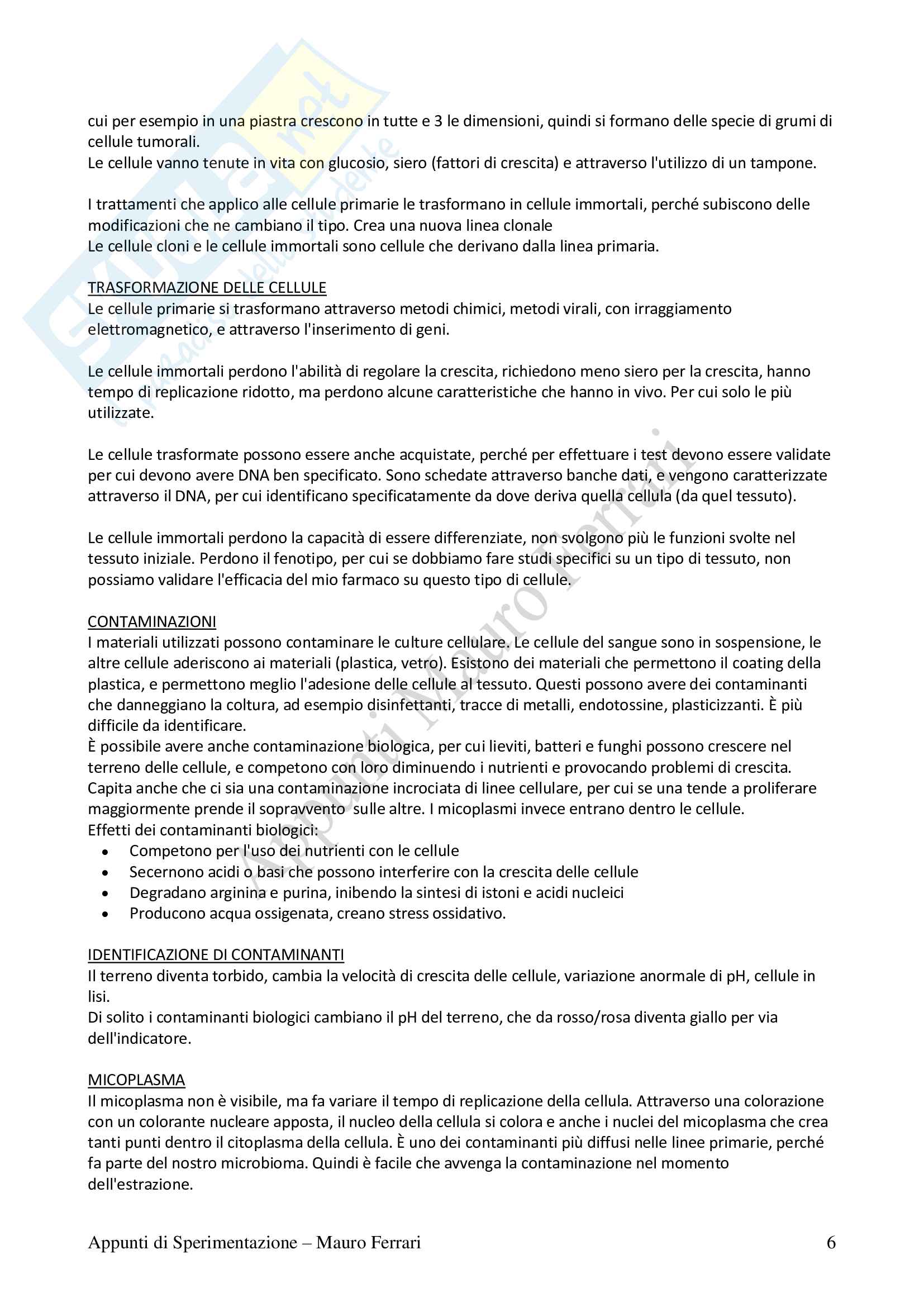Appunti di Sperimentazione Clinica e Preclinica di Farmaci - Montopoli Pag. 6