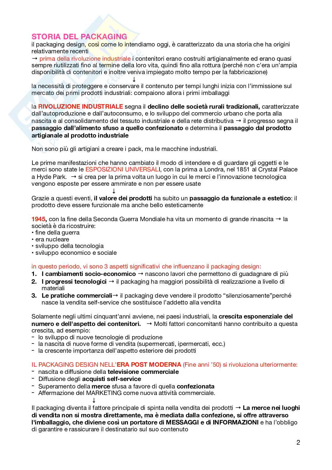 Appunti completi per l'esame di Packaging design  Pag. 2