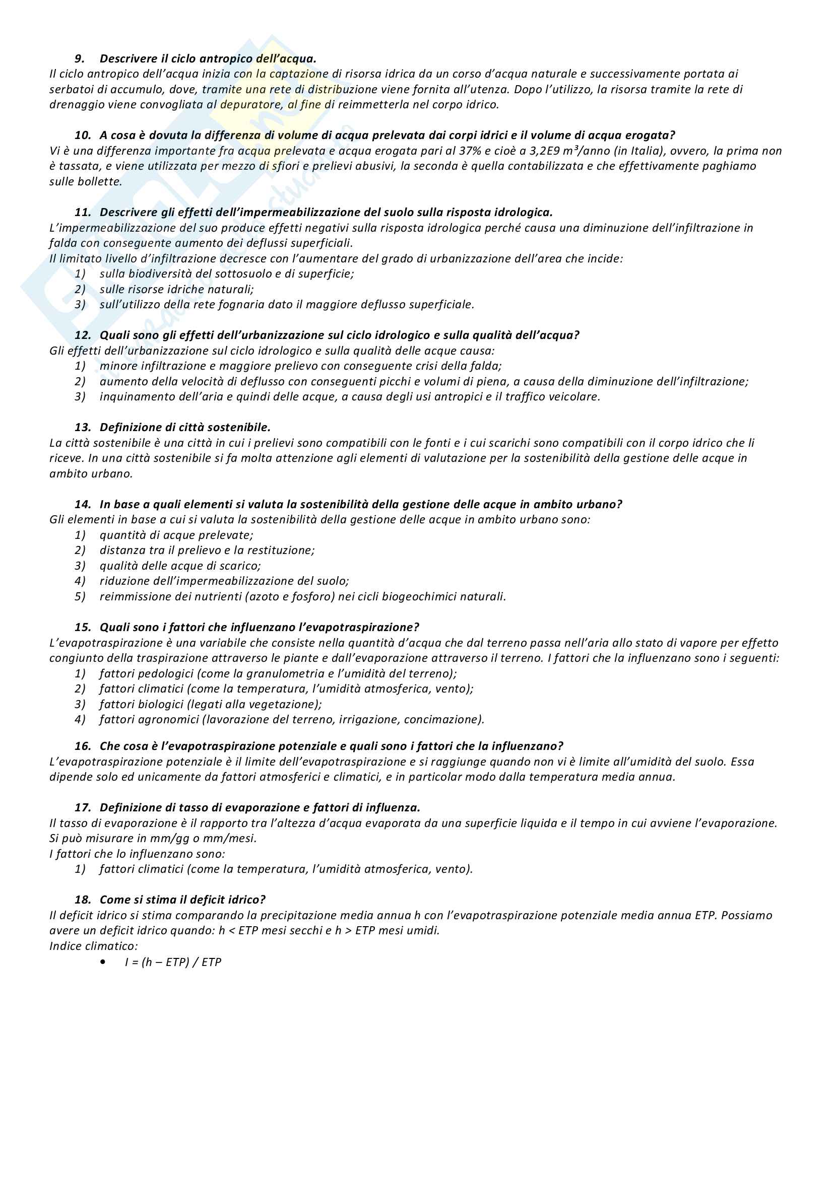 Costruzioni idrauliche I - Risposte Parte orale Pag. 2