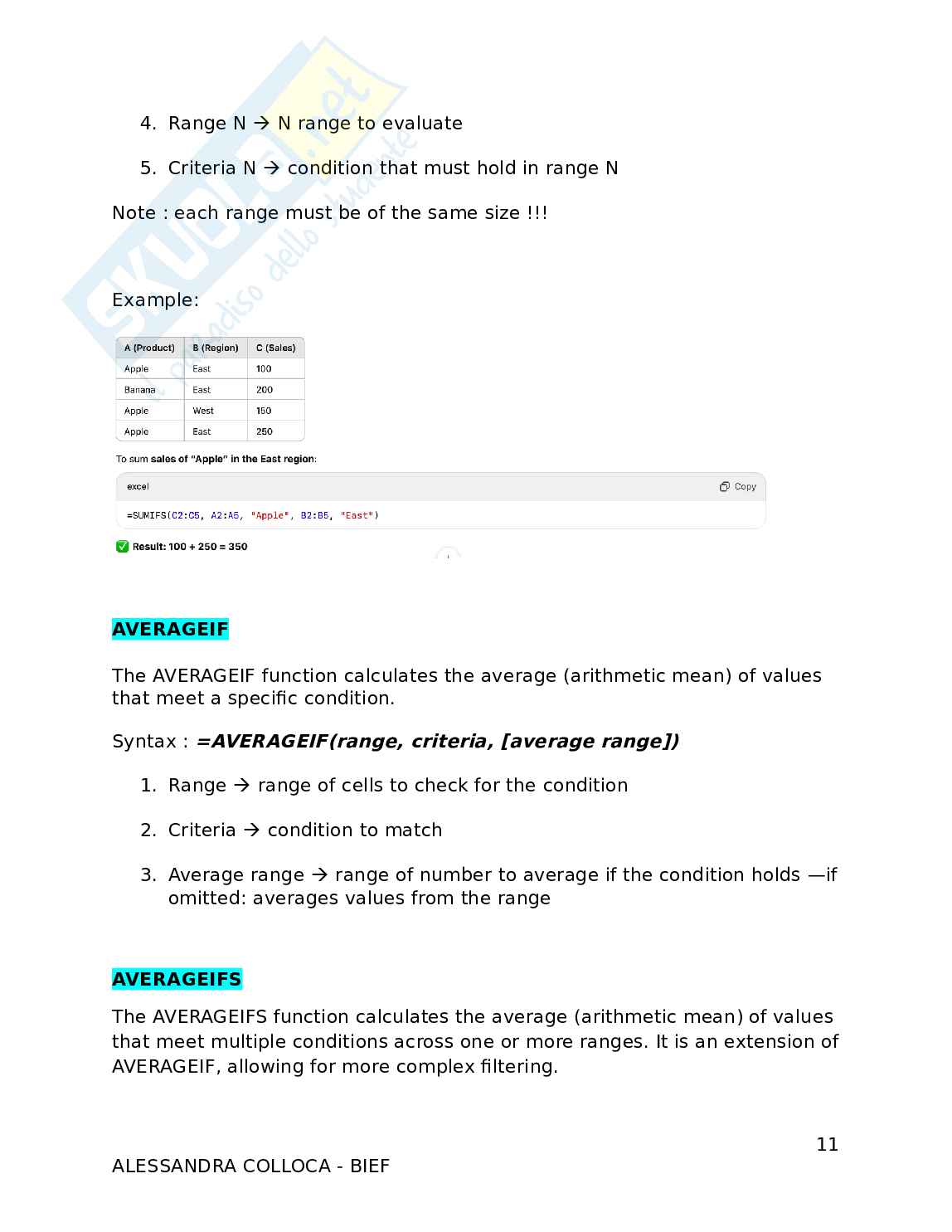 Appunti su Excel Pag. 11
