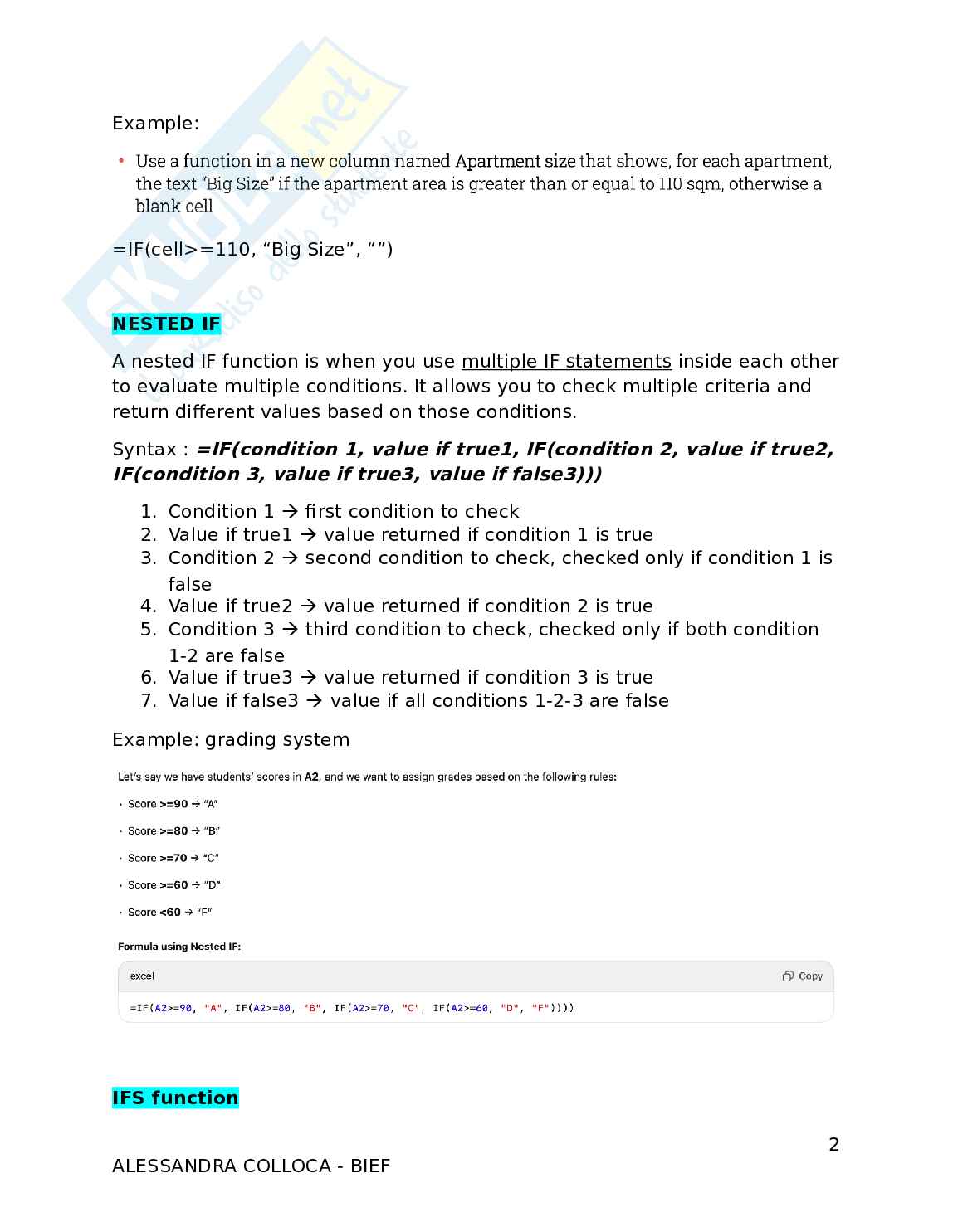 Appunti su Excel Pag. 2