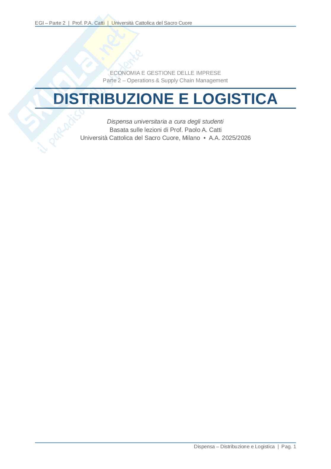 Distribuzione e Logistica Pag. 1