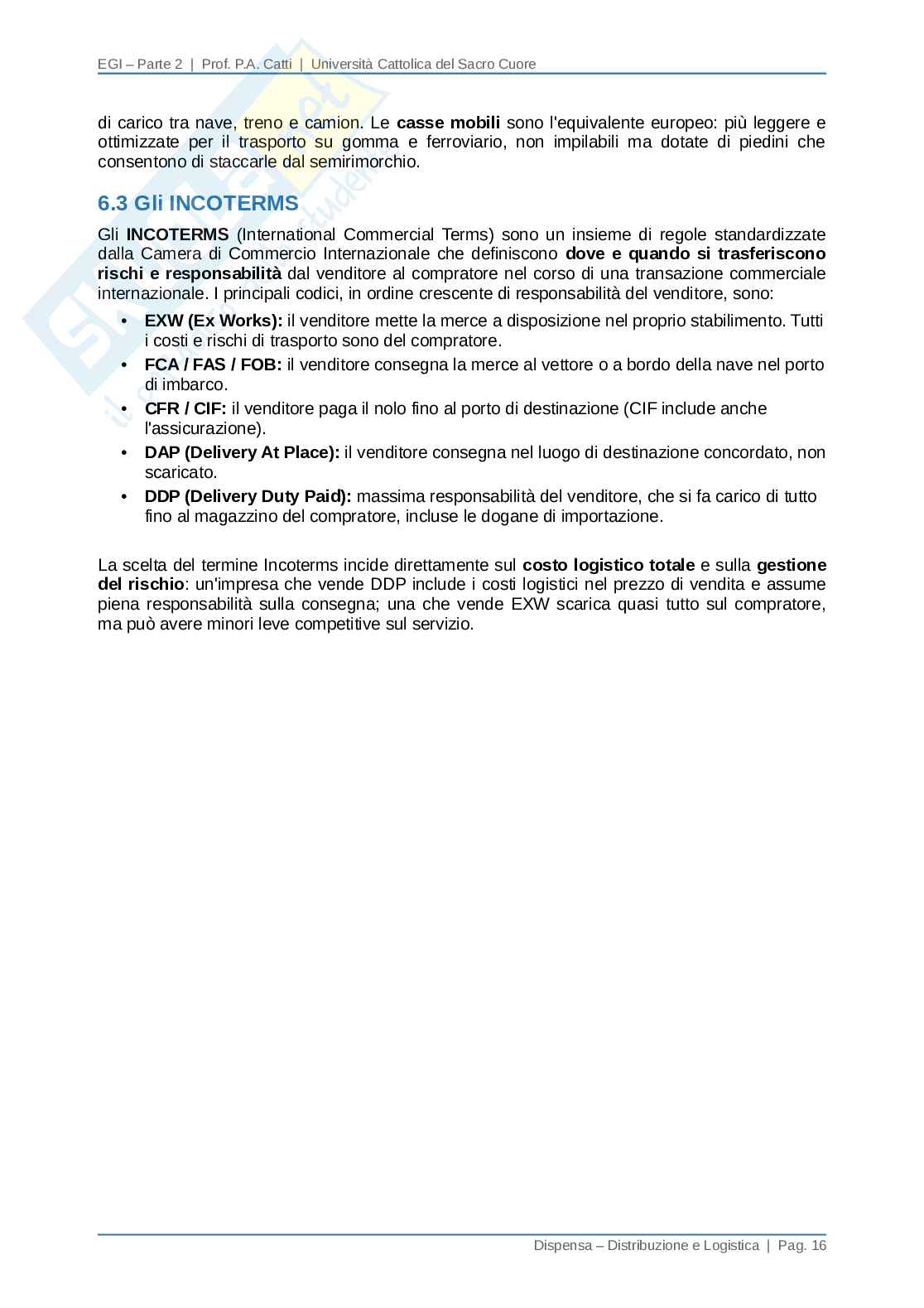Distribuzione e Logistica Pag. 16