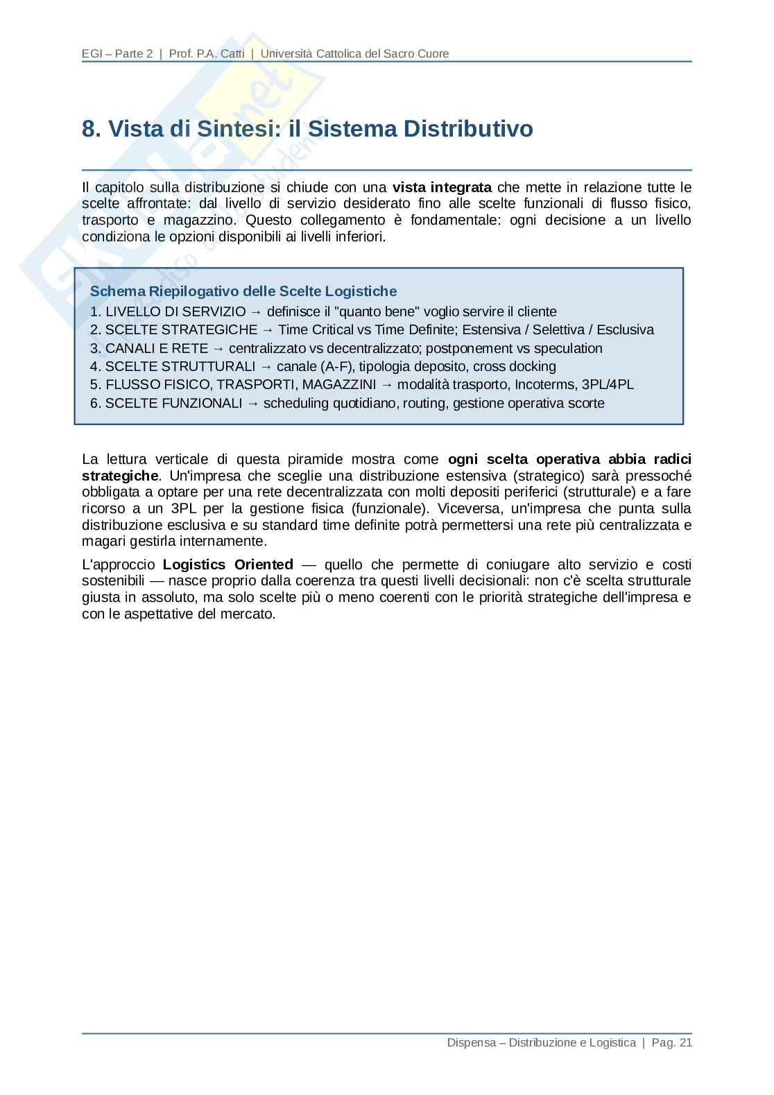 Distribuzione e Logistica Pag. 21