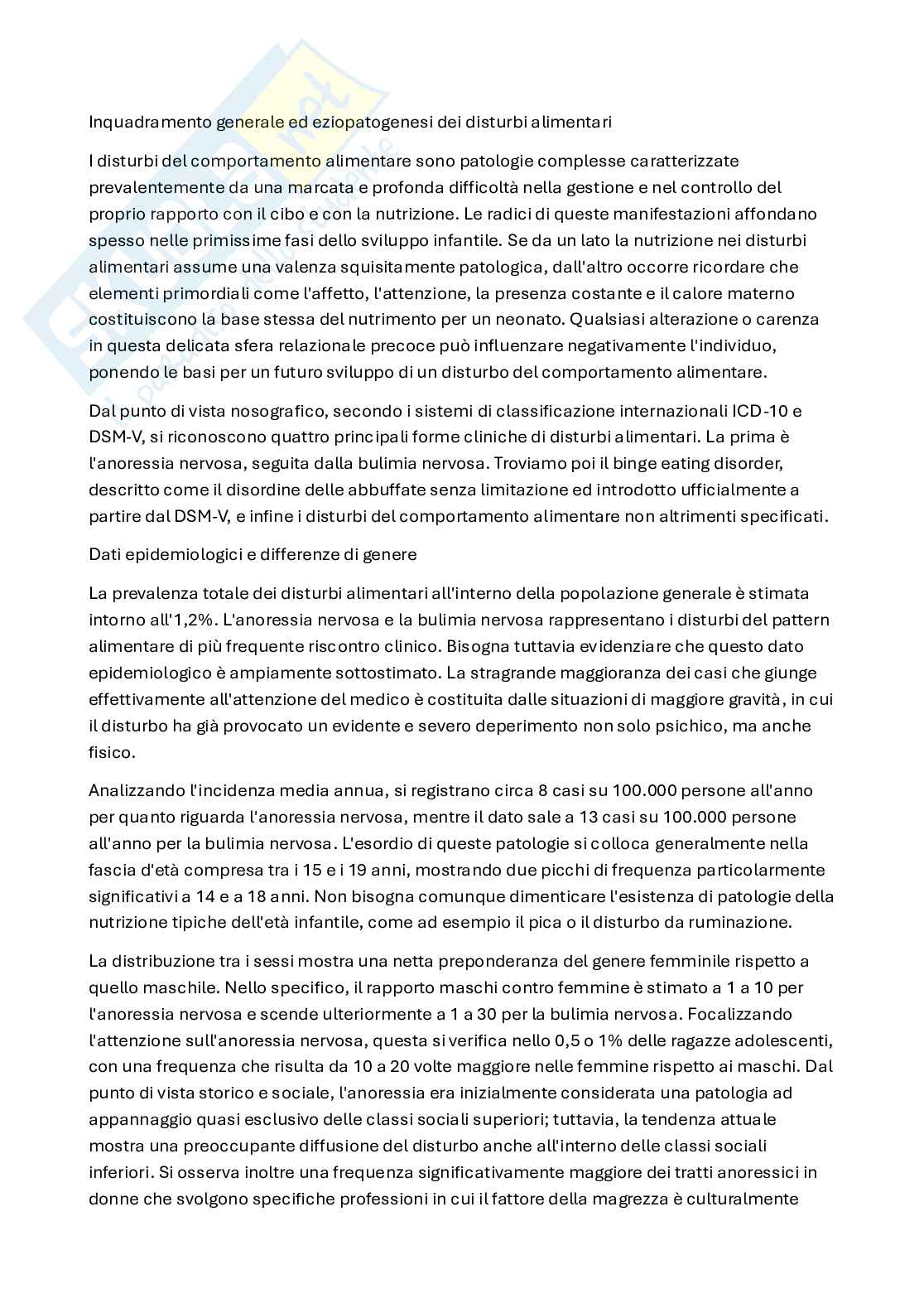 Inquadramento e gestione clinica dell'anoressia nervosa Pag. 1