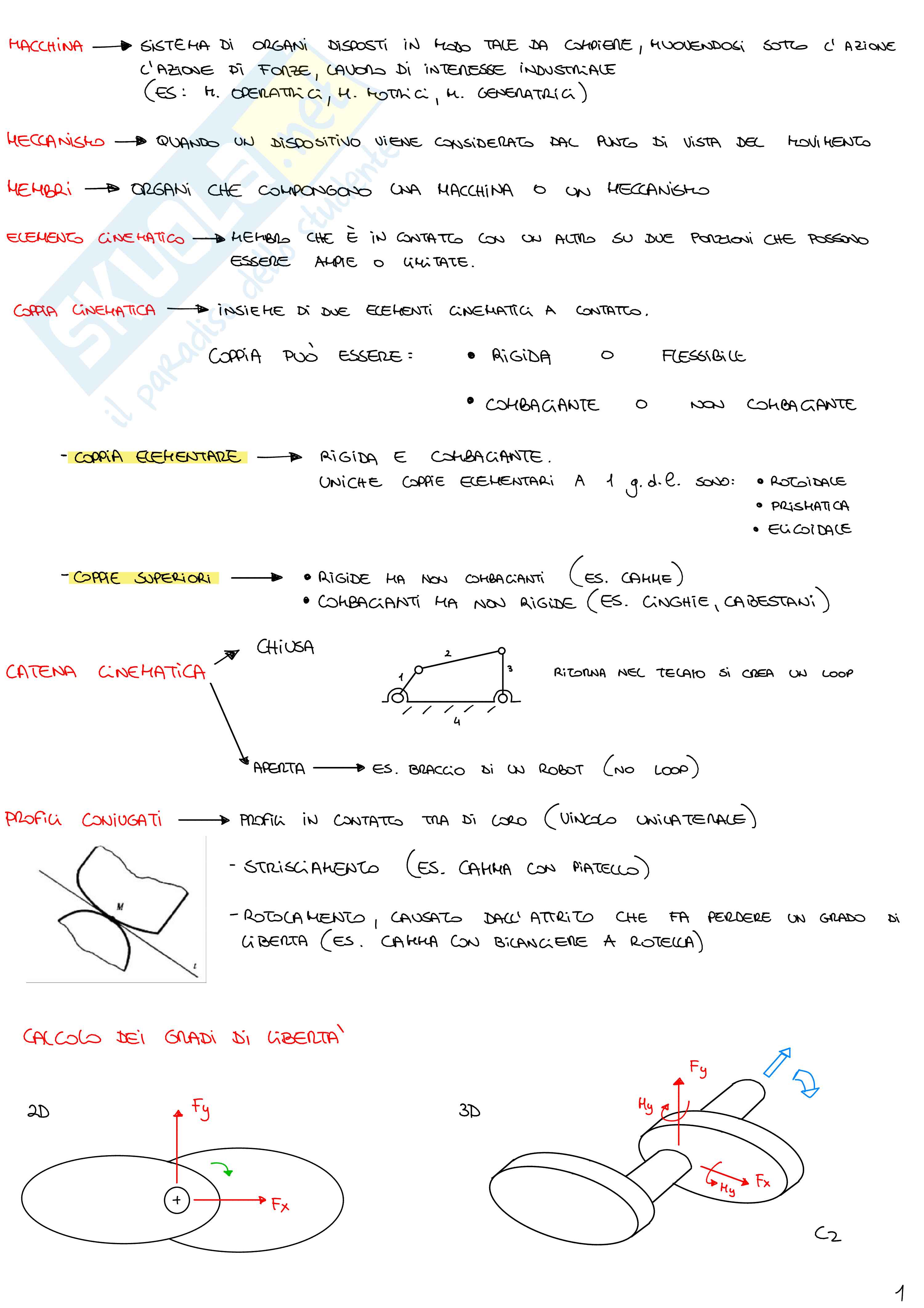 Meccanica applicata - Appunti  Pag. 1