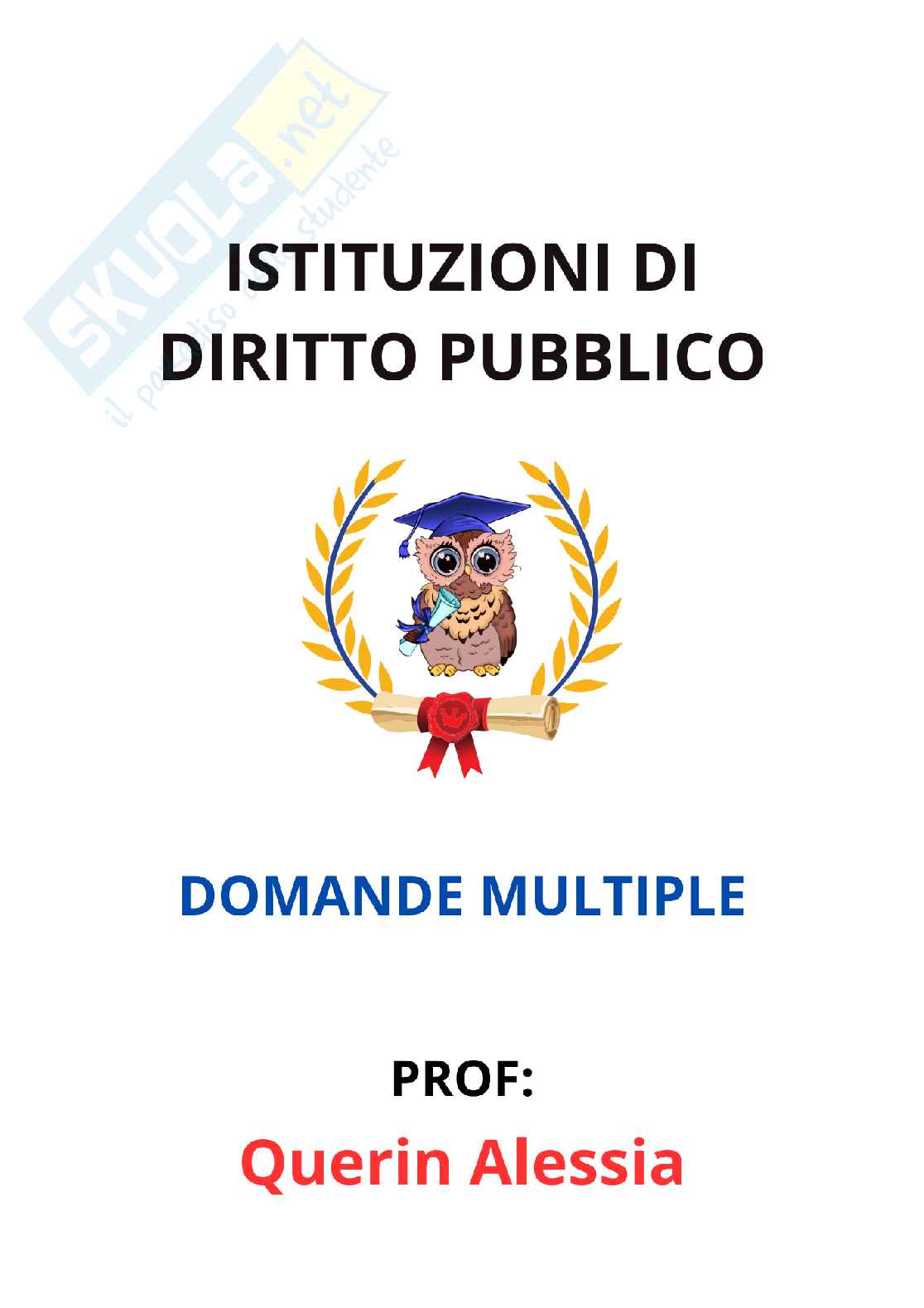 Paniere di Istituzione di diritto pubblico - Risposte multiple - aggiornato (2026) Pag. 1