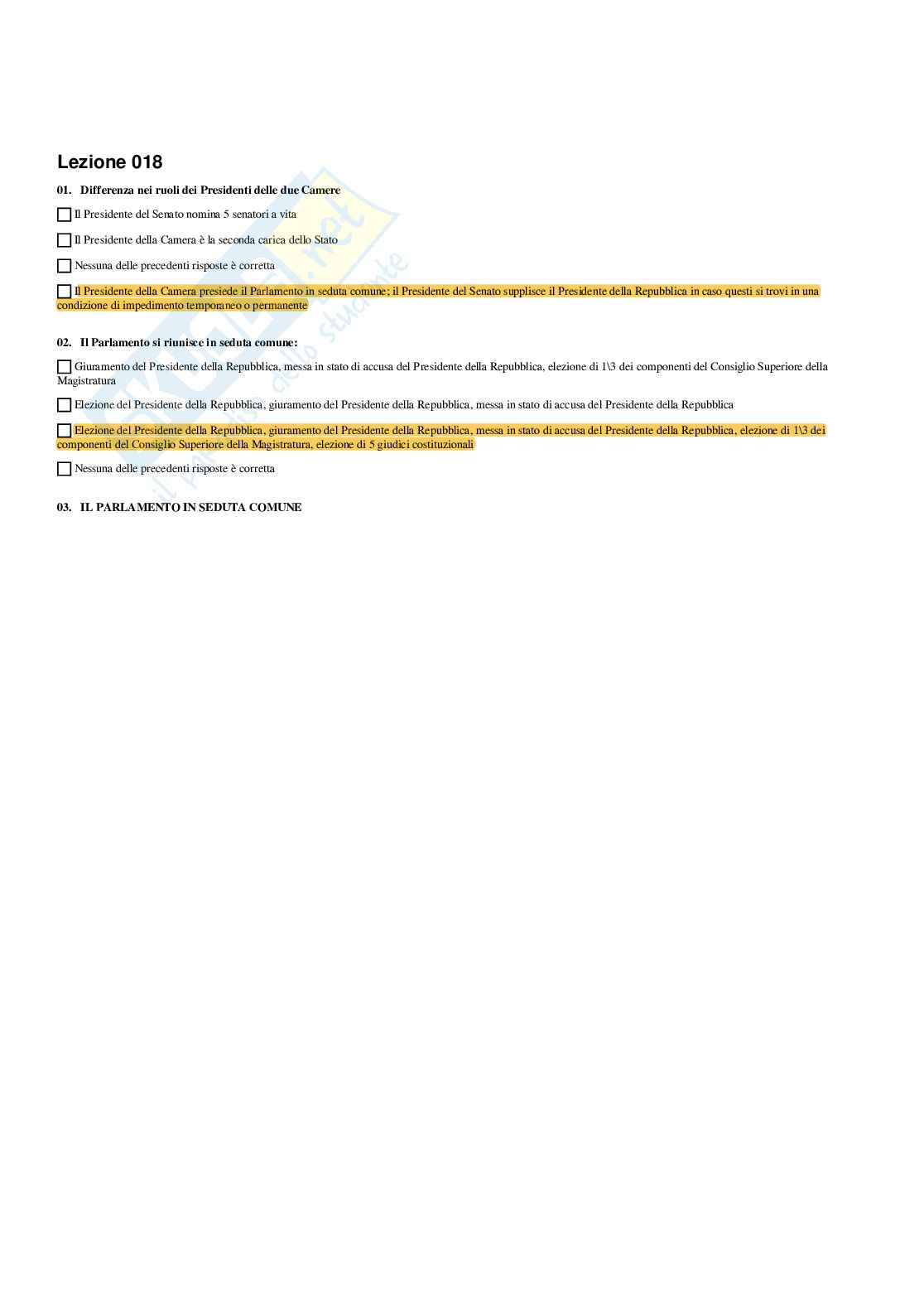 Paniere di Istituzione di diritto pubblico - Risposte multiple - aggiornato (2026) Pag. 16