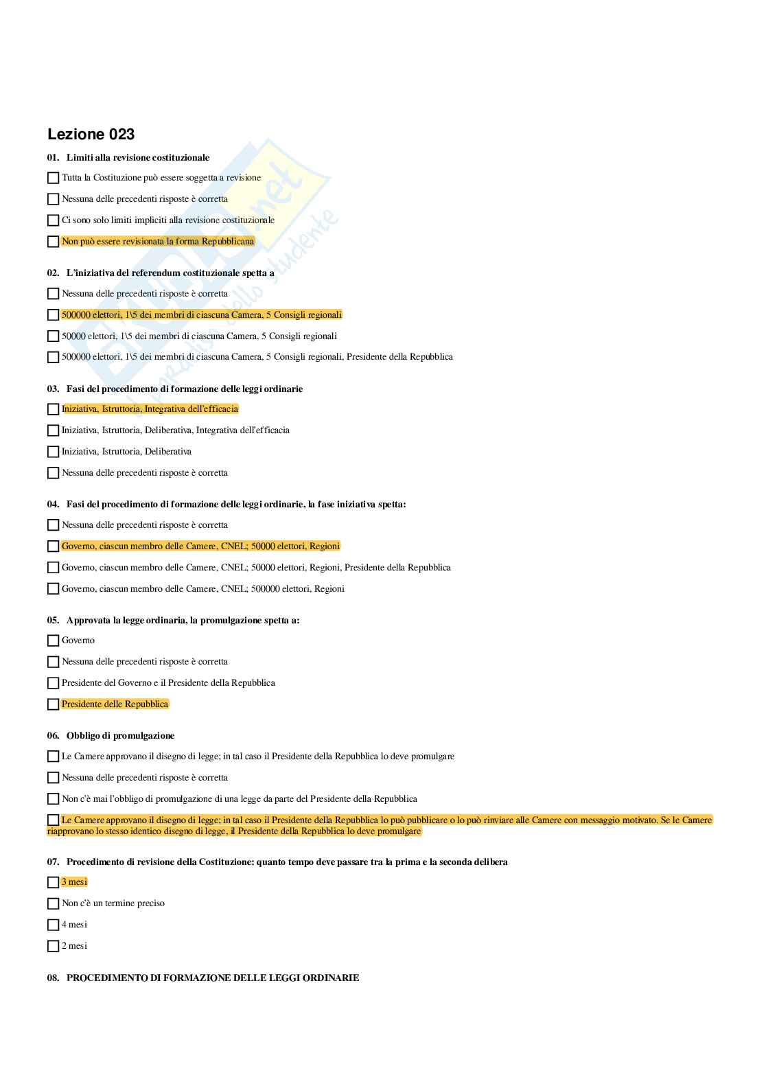 Paniere di Istituzione di diritto pubblico - Risposte multiple - aggiornato (2026) Pag. 21