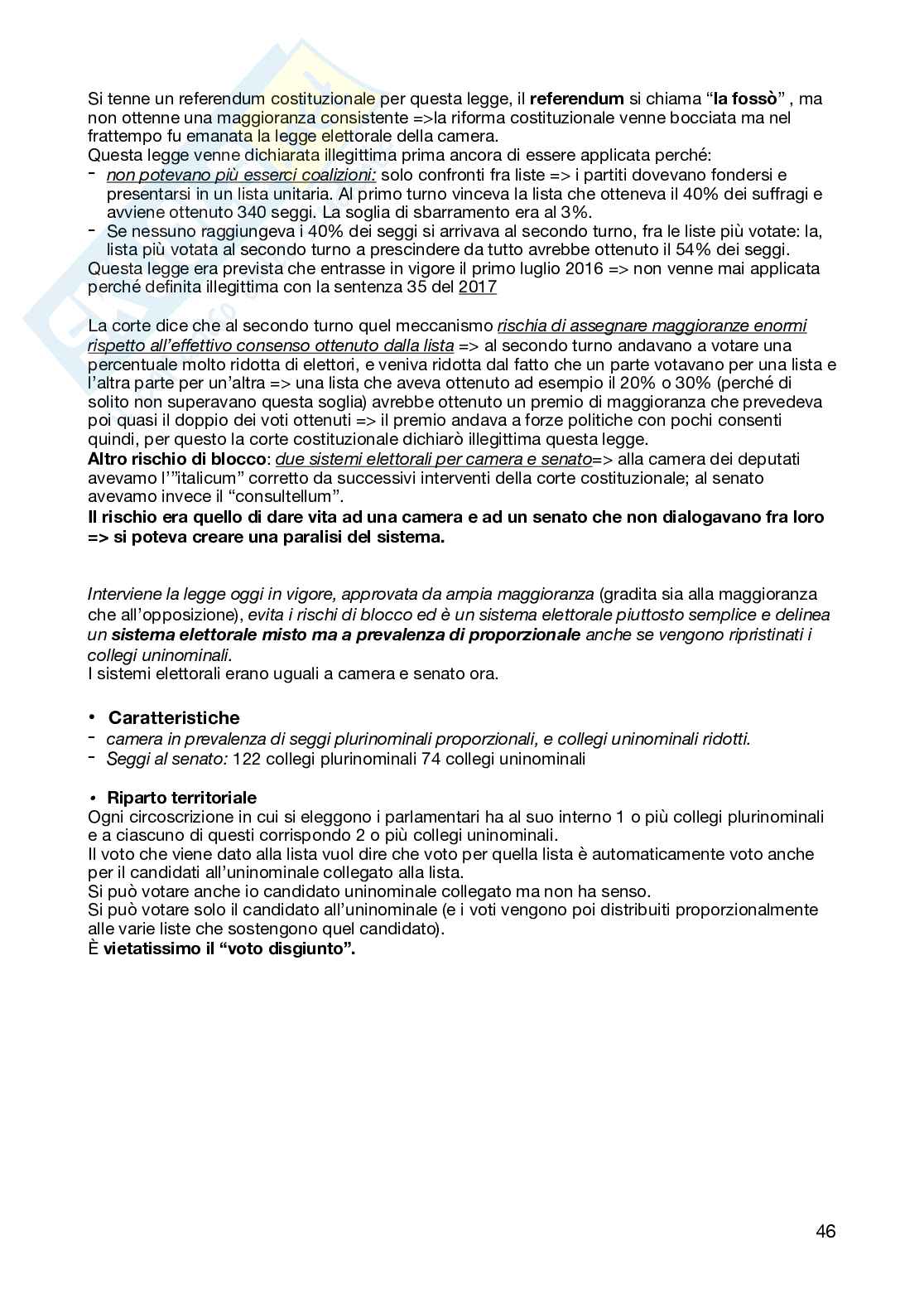 Schemi riassuntivi del corso di Diritto costituzionale  Pag. 46