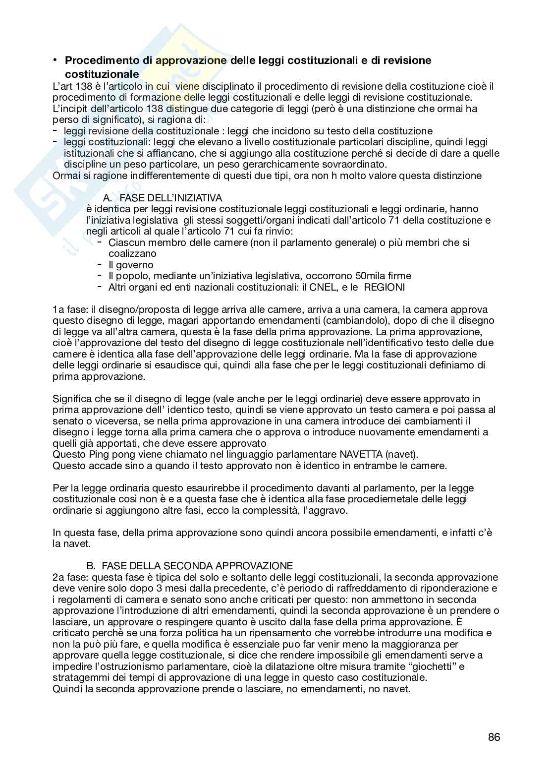 Schemi riassuntivi del corso di Diritto costituzionale  Pag. 86