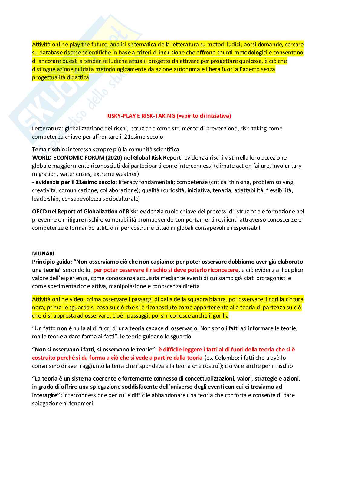 Metodologia e tecnica del gioco e dell'animazione (B024368) - Kit completo, Schemi e Preparazione Esame | SFP Notes Vol. 07 Pag. 31