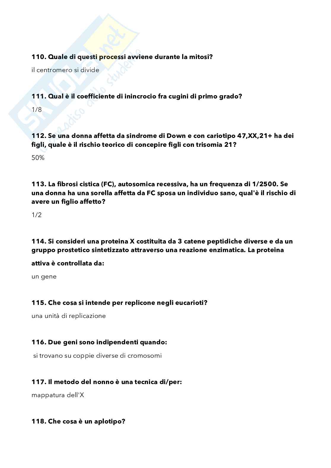 Domande chiuse di Genetica medica Pag. 36