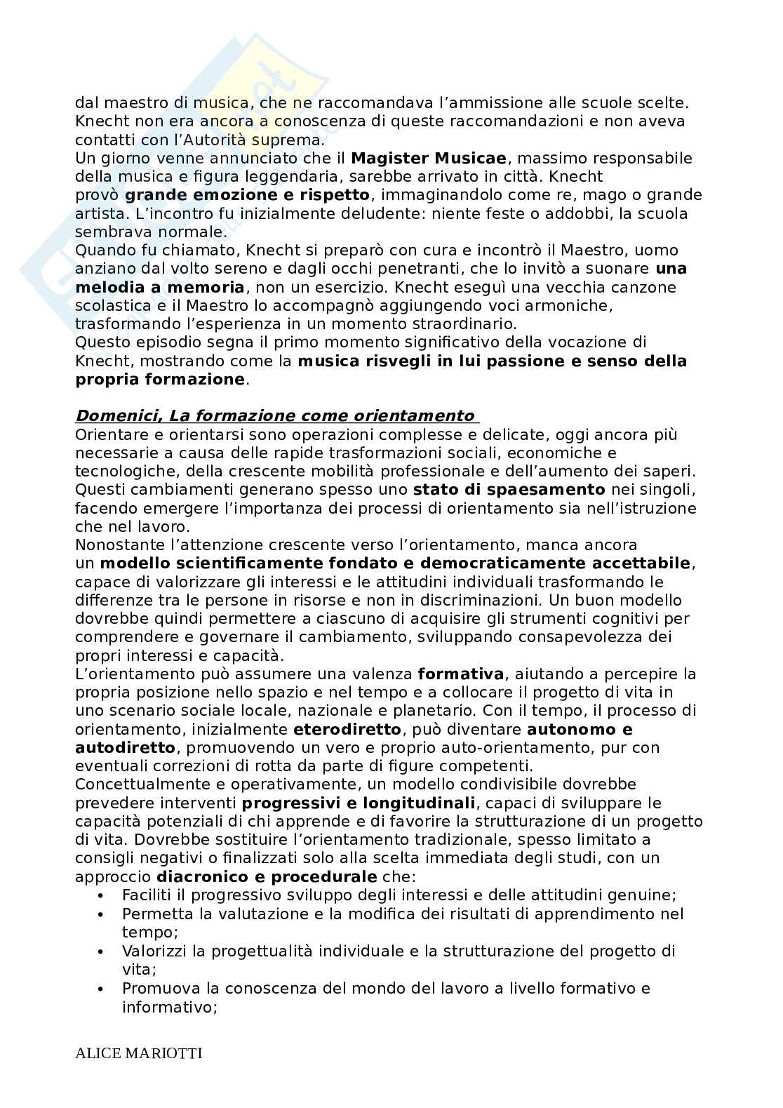 Riassunto esame Pedagogia Generale e Sociale, Prof. Farinelli Giovanna, libro consigliato Fare educazione, Nosari Pag. 11