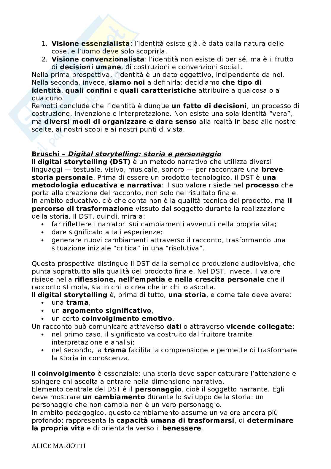 Riassunto esame Pedagogia Generale e Sociale, Prof. Farinelli Giovanna, libro consigliato Fare educazione, Nosari Pag. 21