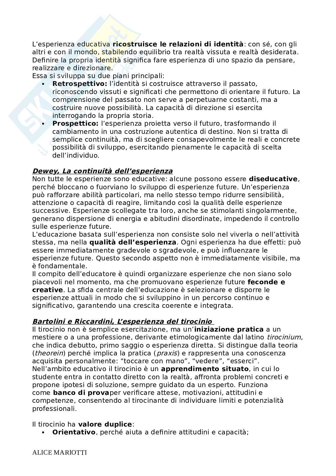 Riassunto esame Pedagogia Generale e Sociale, Prof. Farinelli Giovanna, libro consigliato Fare educazione, Nosari Pag. 41
