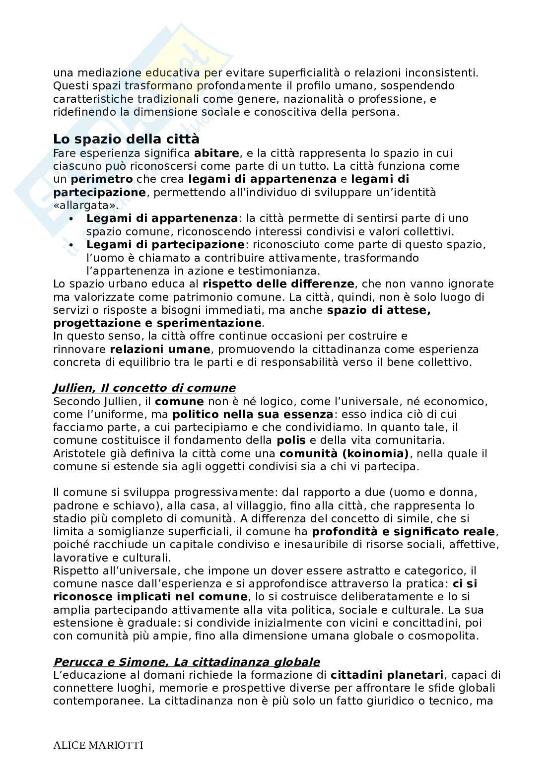 Riassunto esame Pedagogia Generale e Sociale, Prof. Farinelli Giovanna, libro consigliato Fare educazione, Nosari Pag. 51