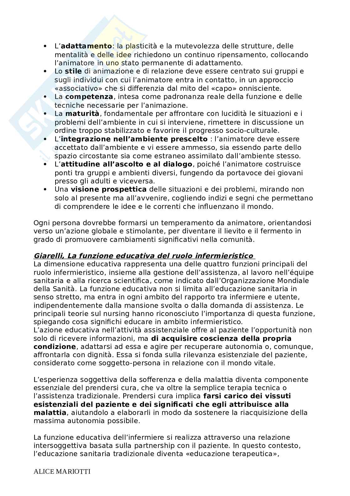 Riassunto esame Pedagogia Generale e Sociale, Prof. Farinelli Giovanna, libro consigliato Fare educazione, Nosari Pag. 56