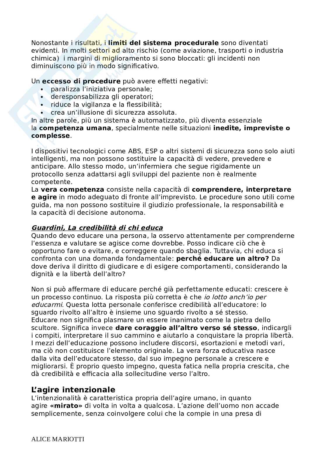 Riassunto esame Pedagogia Generale e Sociale, Prof. Farinelli Giovanna, libro consigliato Fare educazione, Nosari Pag. 61