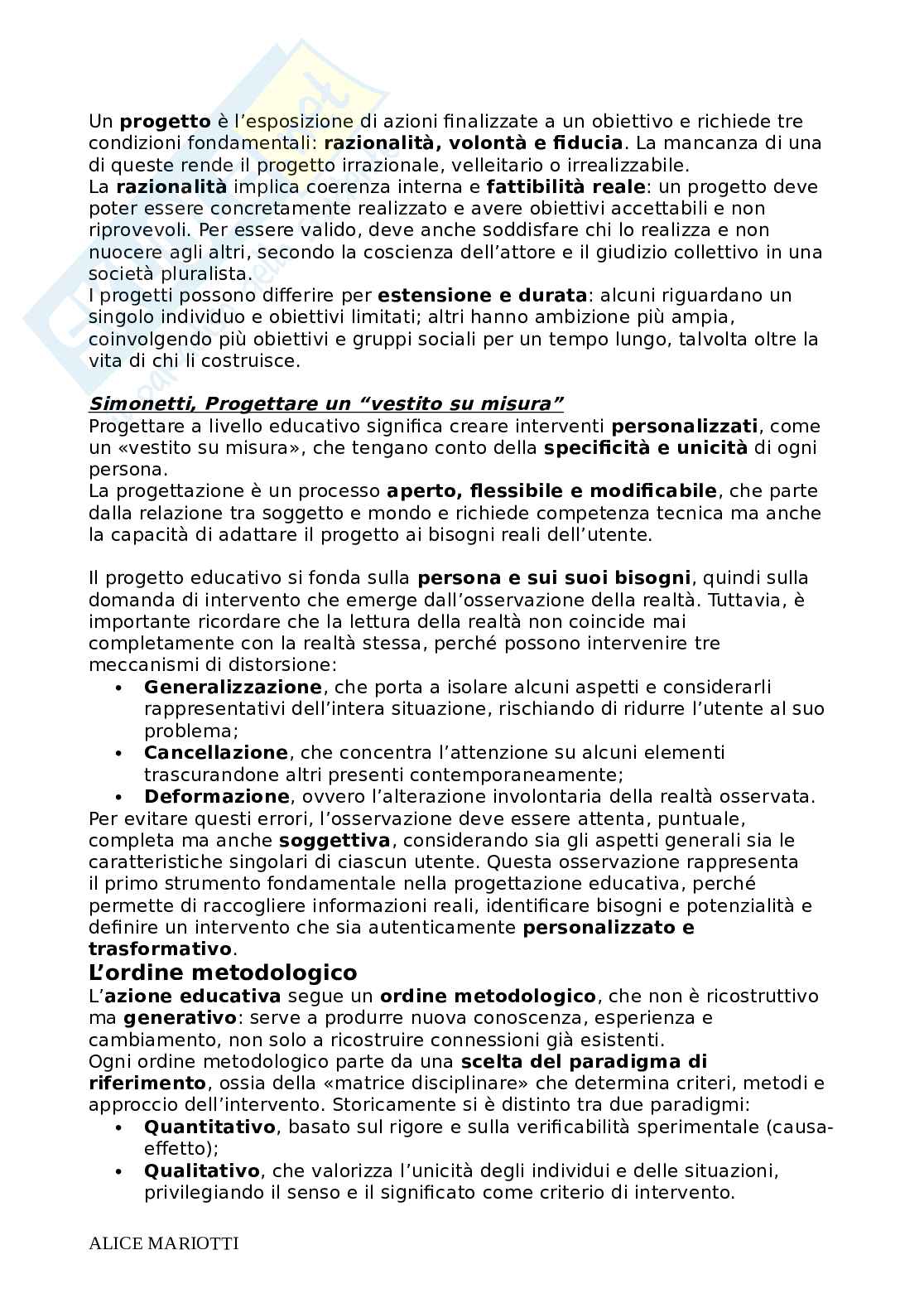 Riassunto esame Pedagogia Generale e Sociale, Prof. Farinelli Giovanna, libro consigliato Fare educazione, Nosari Pag. 66
