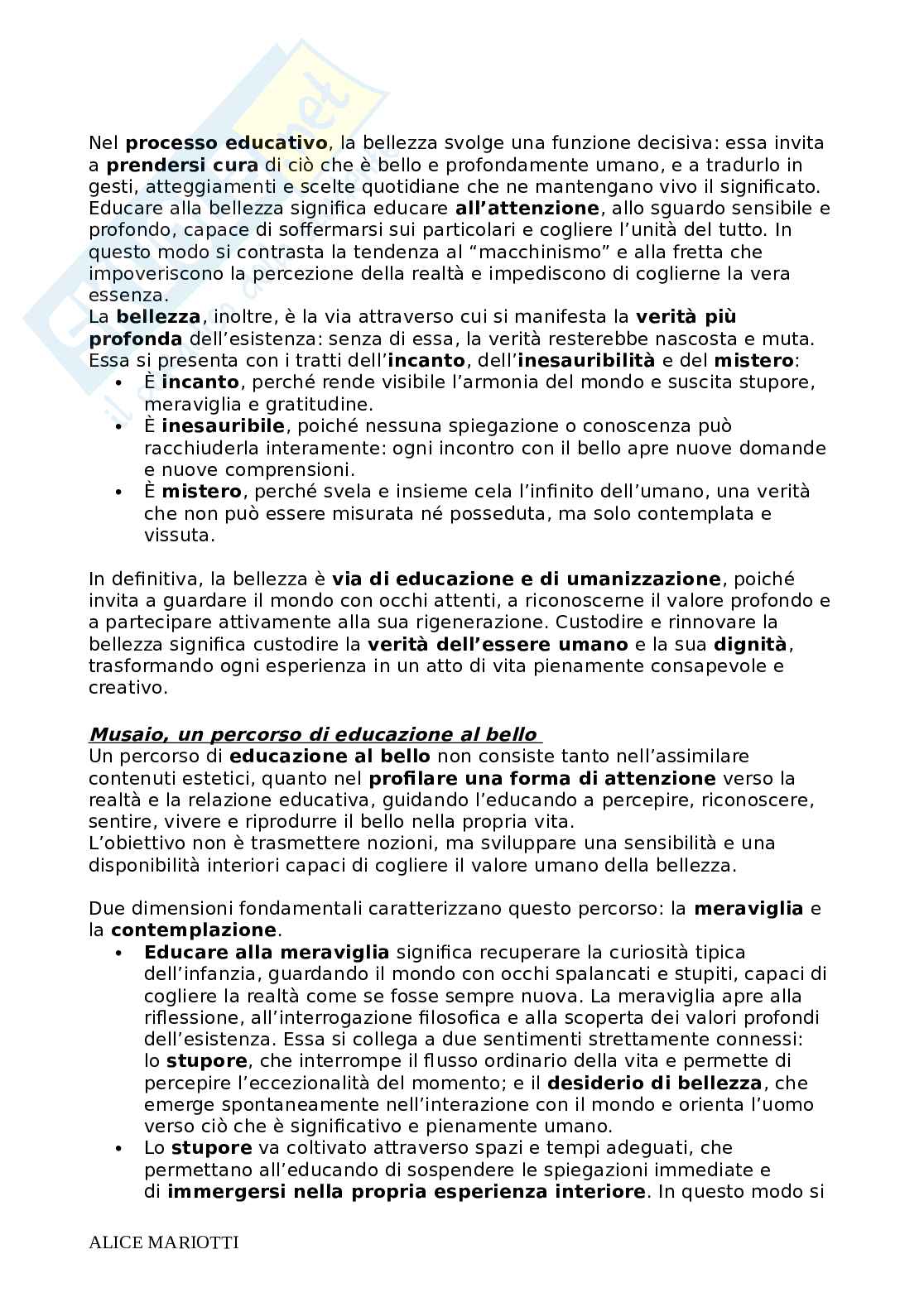 Riassunto esame Pedagogia Generale e Sociale, Prof. Farinelli Giovanna, libro consigliato Fare educazione, Nosari Pag. 76