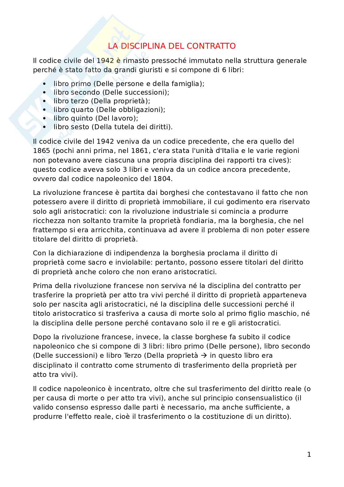 Appunti di Diritto dei contratti  Pag. 1