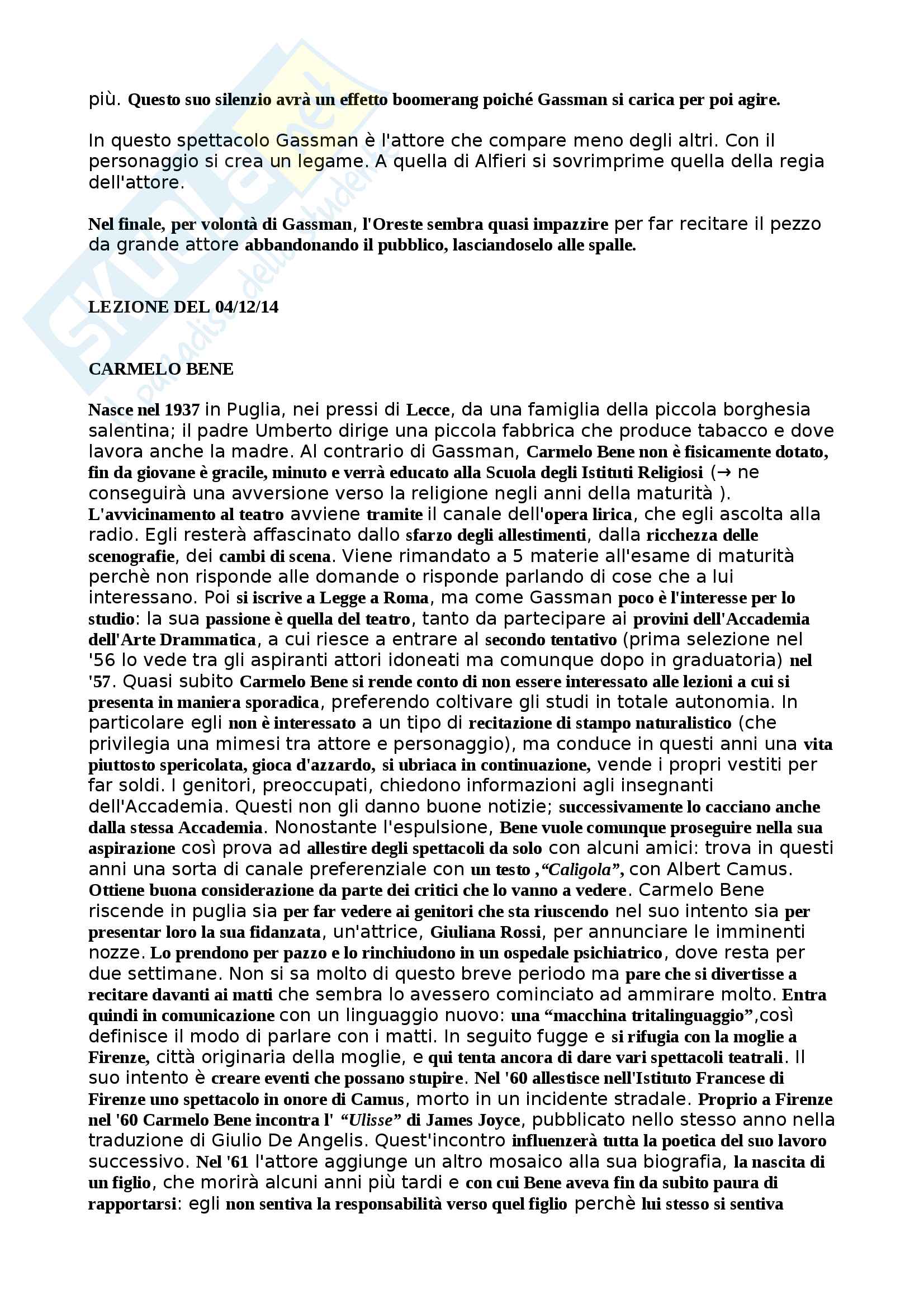 Storia del teatro: riassunti, appunti, analisi integrate di immagini + Vittorio Gassman + Carmelo Bene Pag. 26