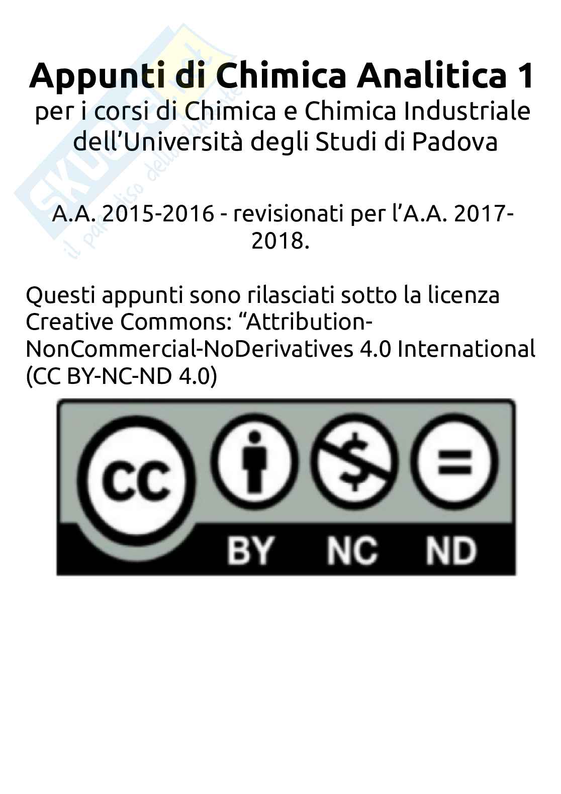 Appunti di Chimica Analitica Pag. 1