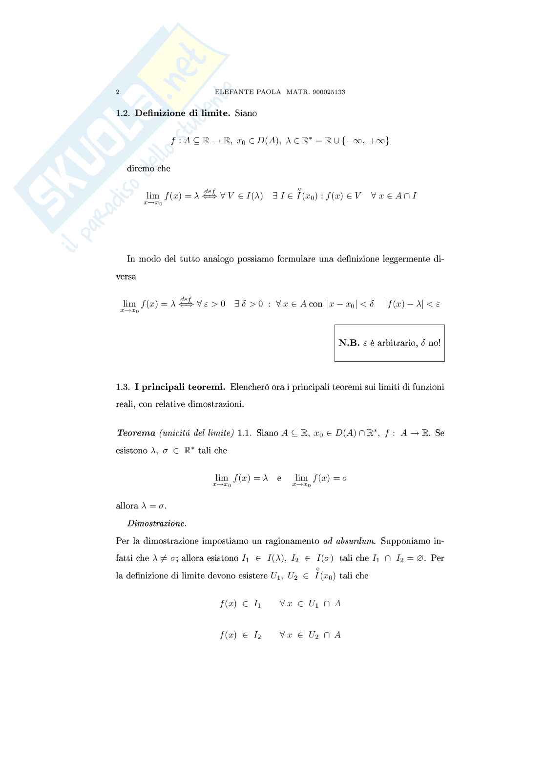 Appunti di Analisi I Pag. 2