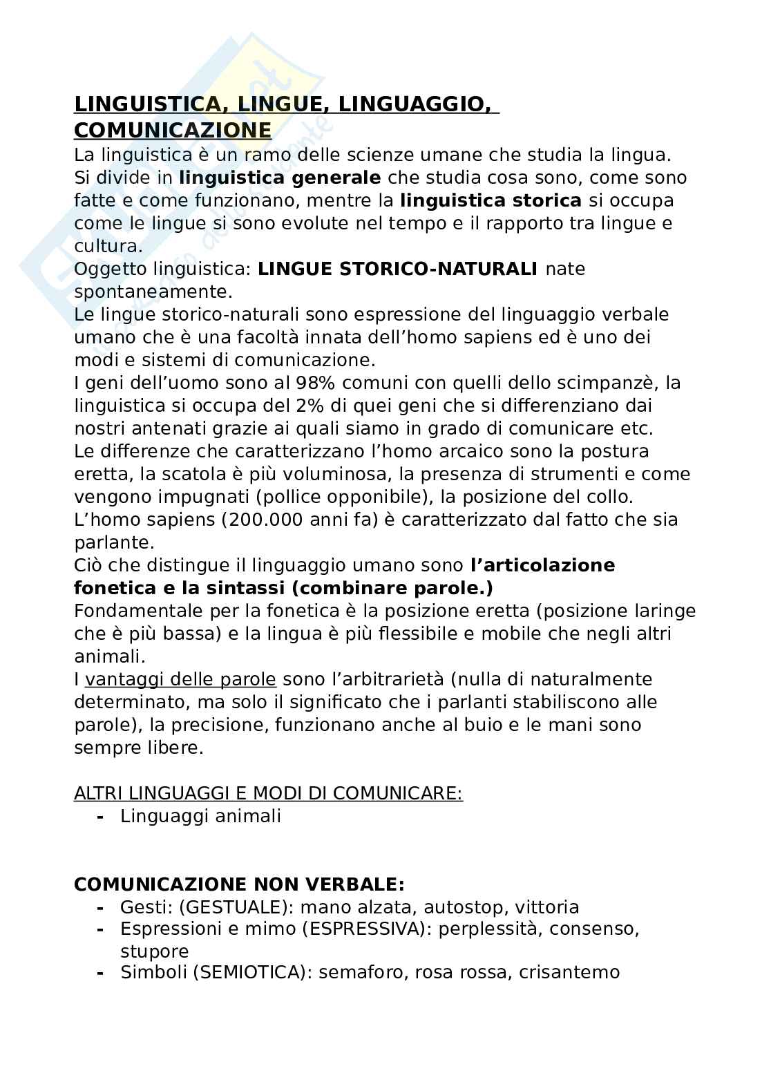 Linguistica I Pag. 1