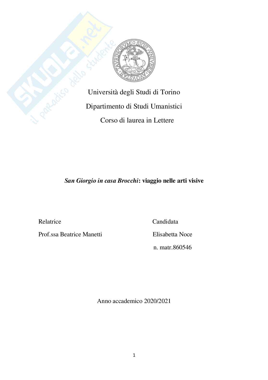 San Giorgio in casa Brocchi: viaggio nelle arti visive Pag. 1