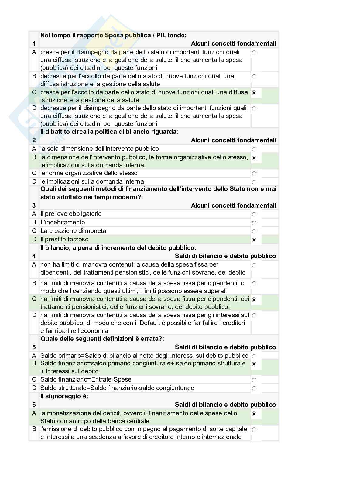Politica economica - test autovalutazione fine modulo completi Pag. 21