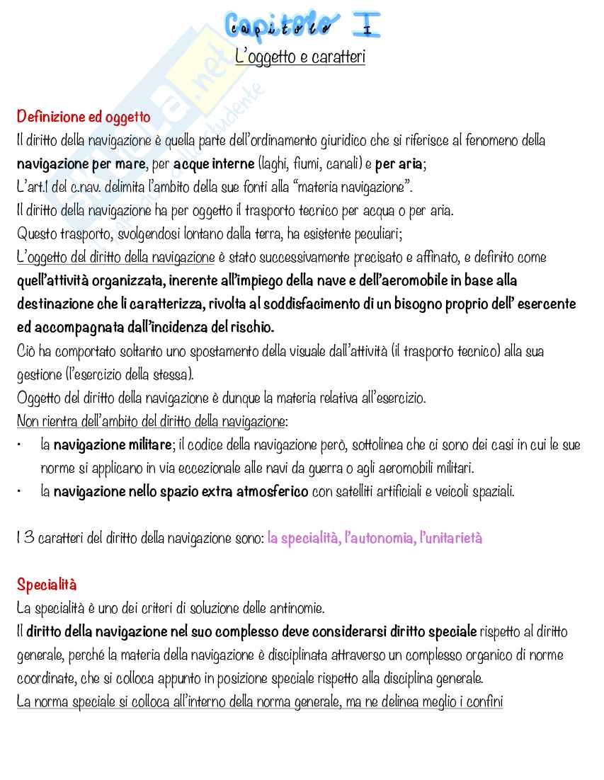 Riassunto esame Diritto della navigazione, Prof. Pollastrelli Stefano, libro consigliato Manuale di diritto della navigazione , Lefebvre, D’Ovidio, Pescatore, Tullio Pag. 2